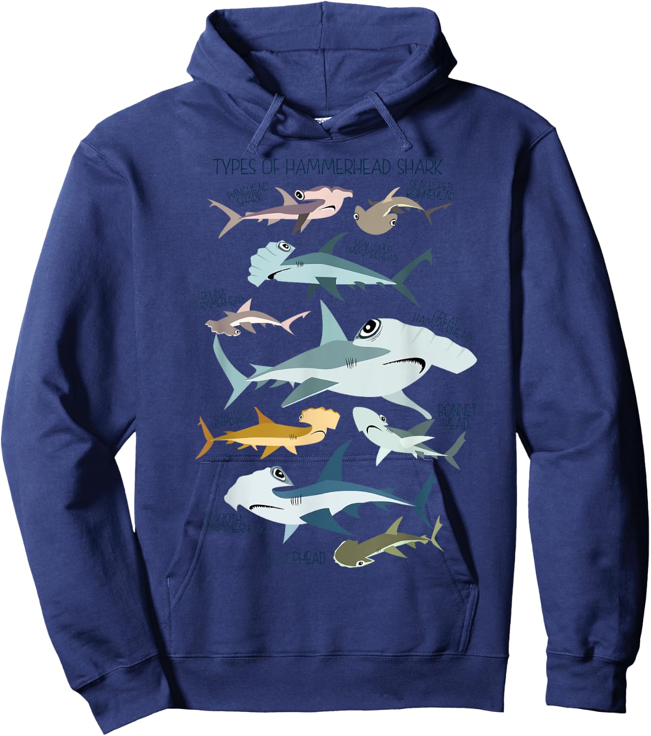 types of HAMMERHEAD shark guide Hoodie - Hoodie | Navy