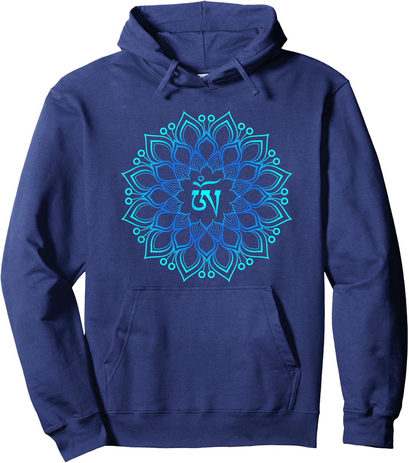 Beautiful Flower Mandala Chakra OM Graphic Yoga Hoodie - Hoodie | Navy