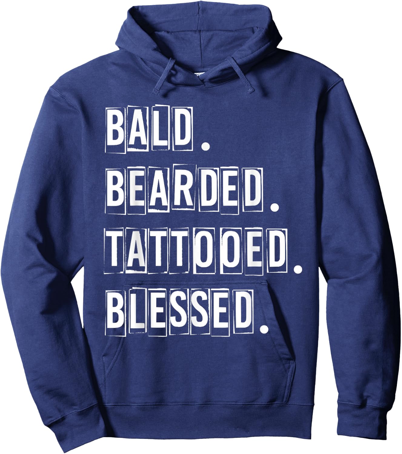 Bald Bearded Tattooed & Blessed Men Hoodie - Hoodie | Navy