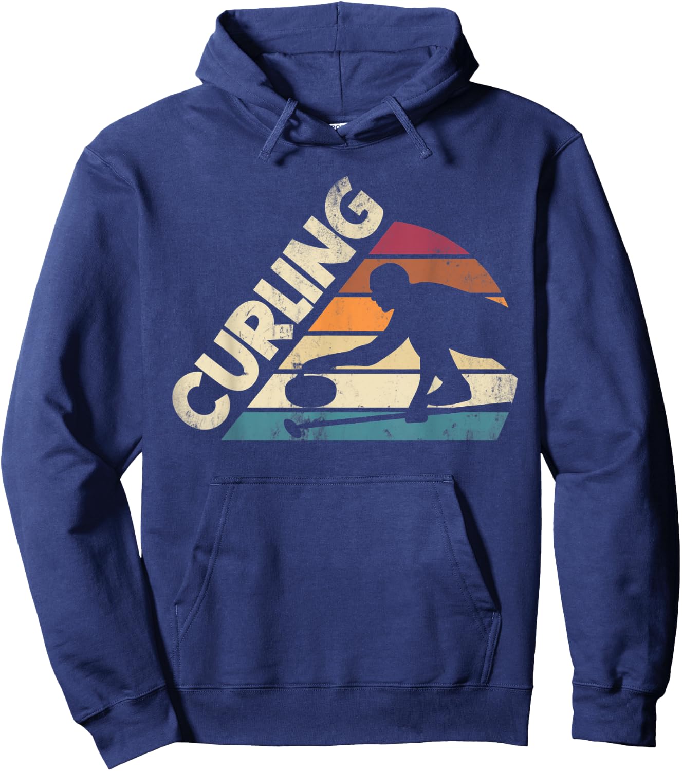 Curling Sport Curler Curling Player Silhouette Hoodie - Hoodie | Navy