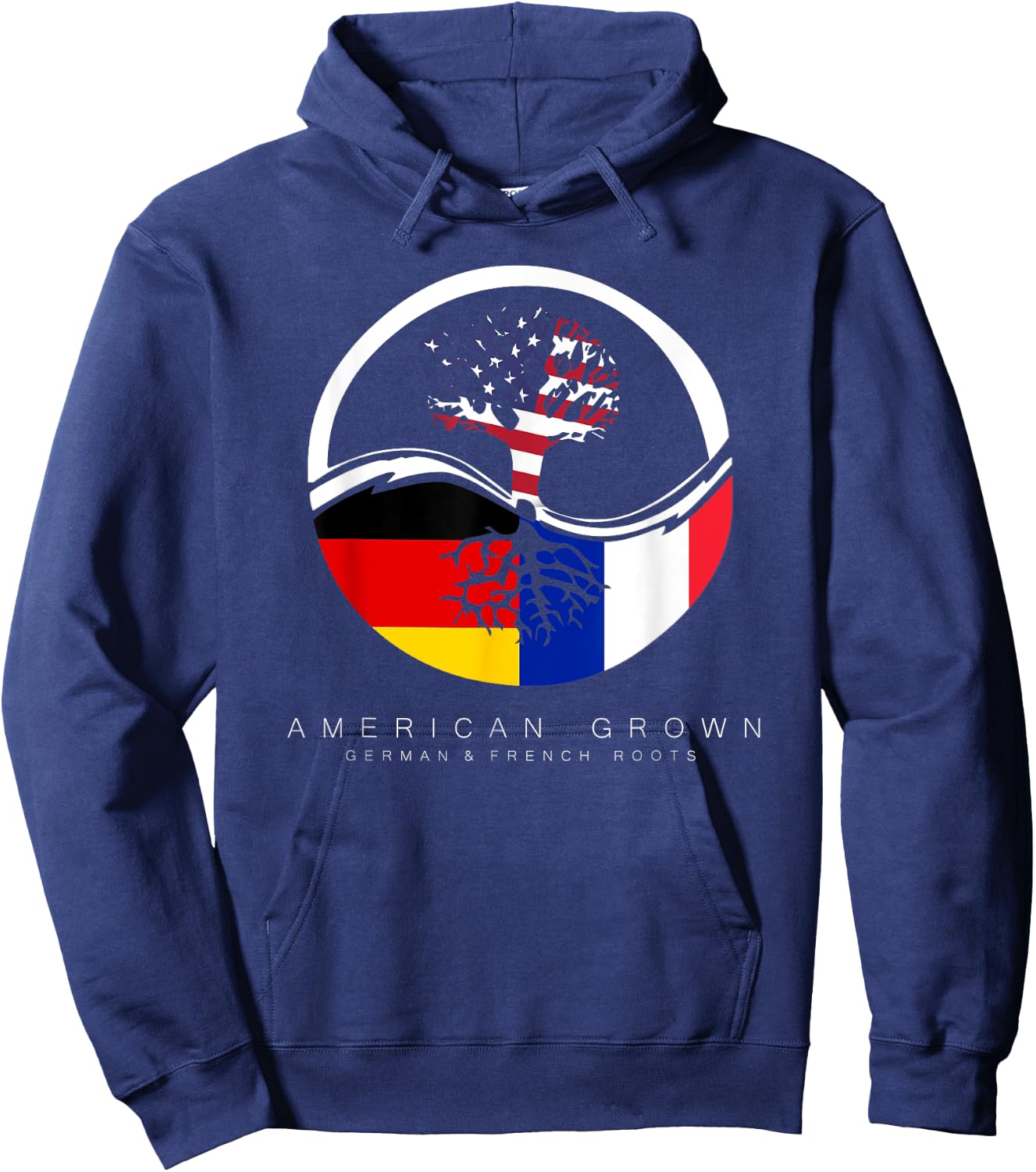 German French Roots - American Grown with Flag Hoodie - Hoodie | Navy