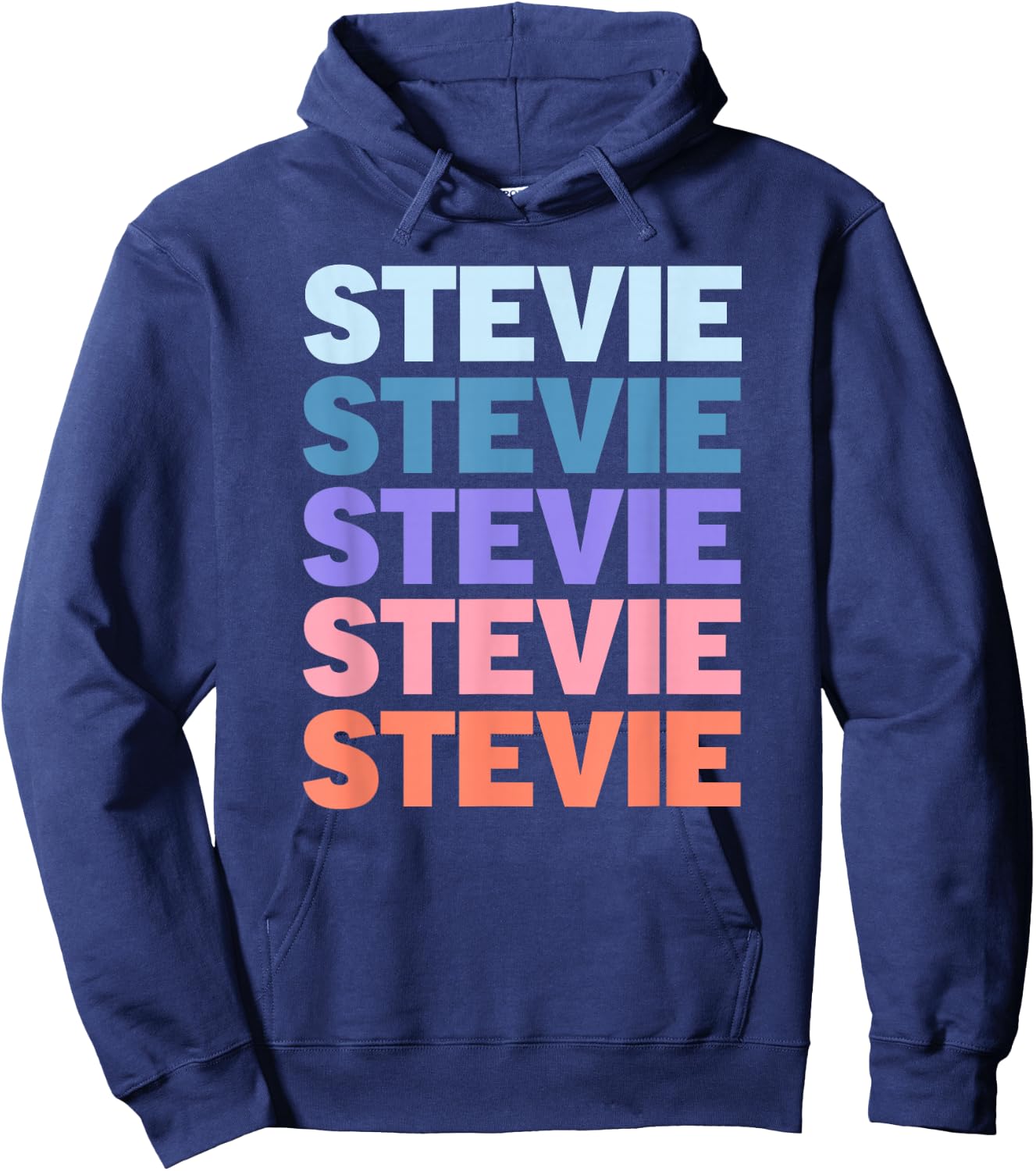 Funny Modern Repeated Text Design Stevie Hoodie - Hoodie | Navy