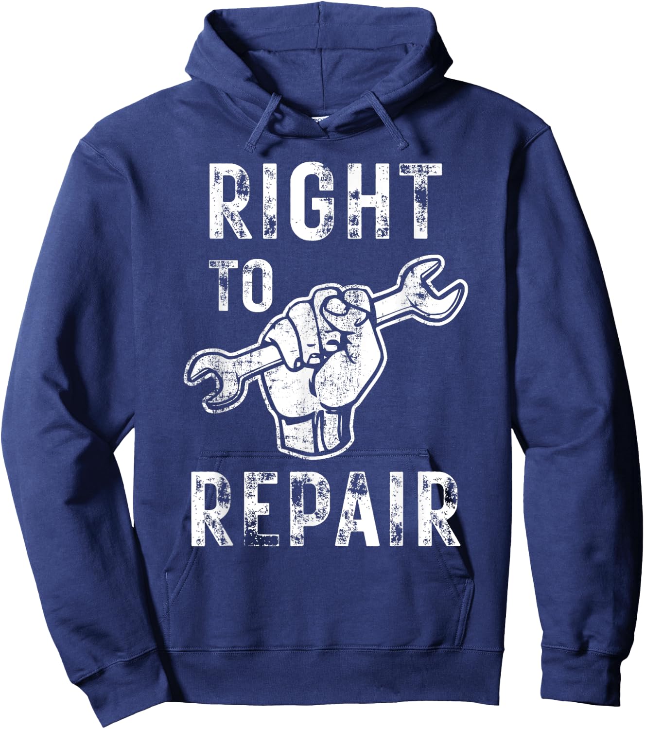 Right to Repair Fist and Wrench Mechanic Hoodie - Hoodie | Navy
