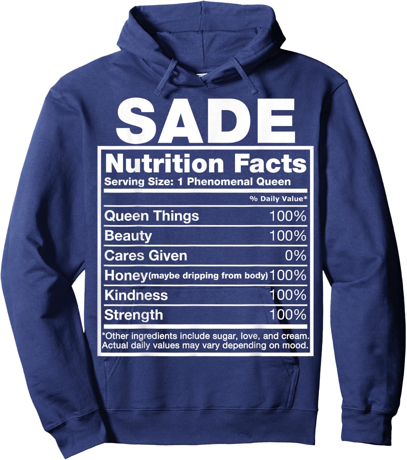 Sade Nutrition Facts Sade Name Birthday Shirt Hoodie - Hoodie | Navy