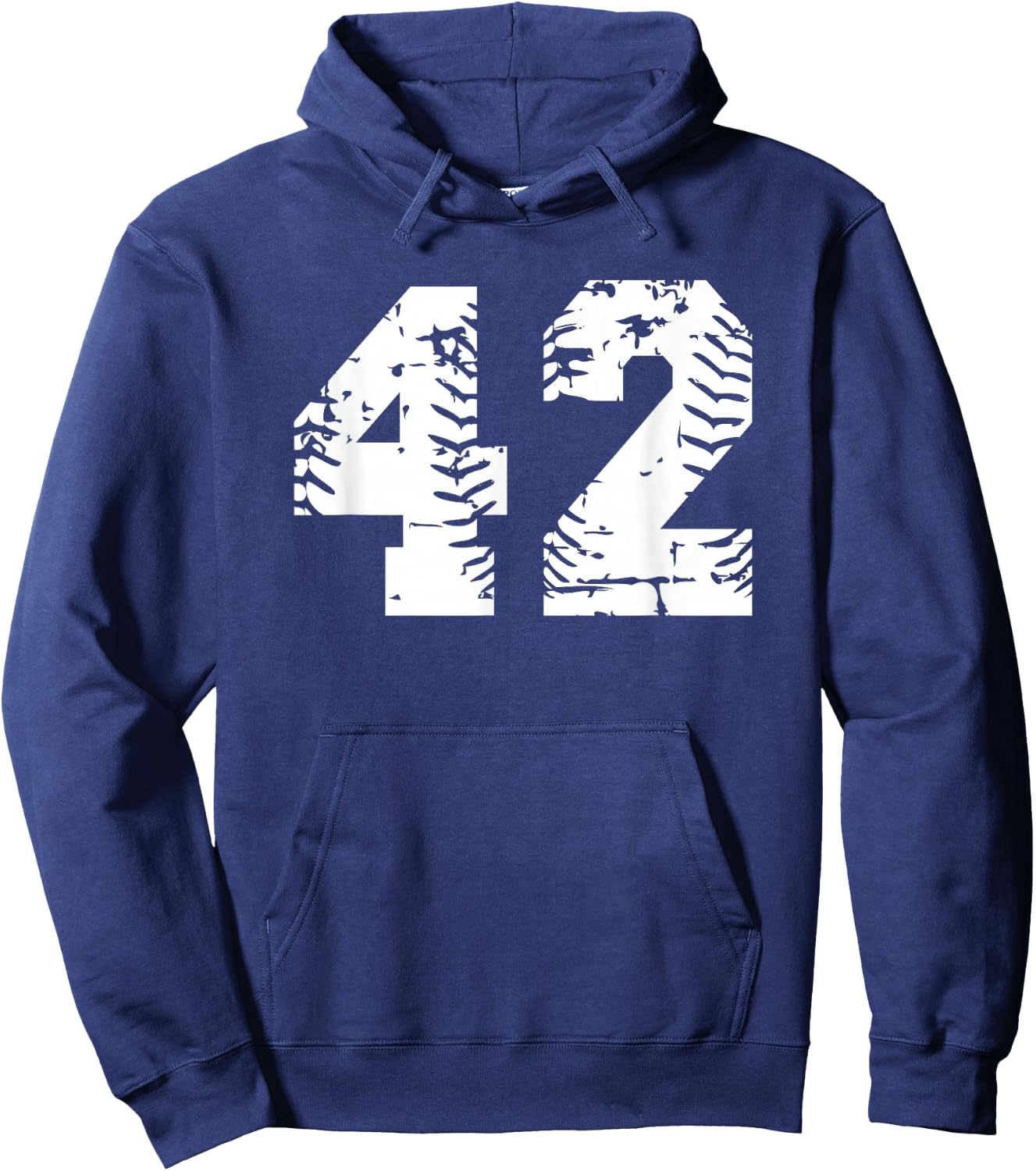 Number #42 Baseball Softball White Number Hoodie - Hoodie | Navy