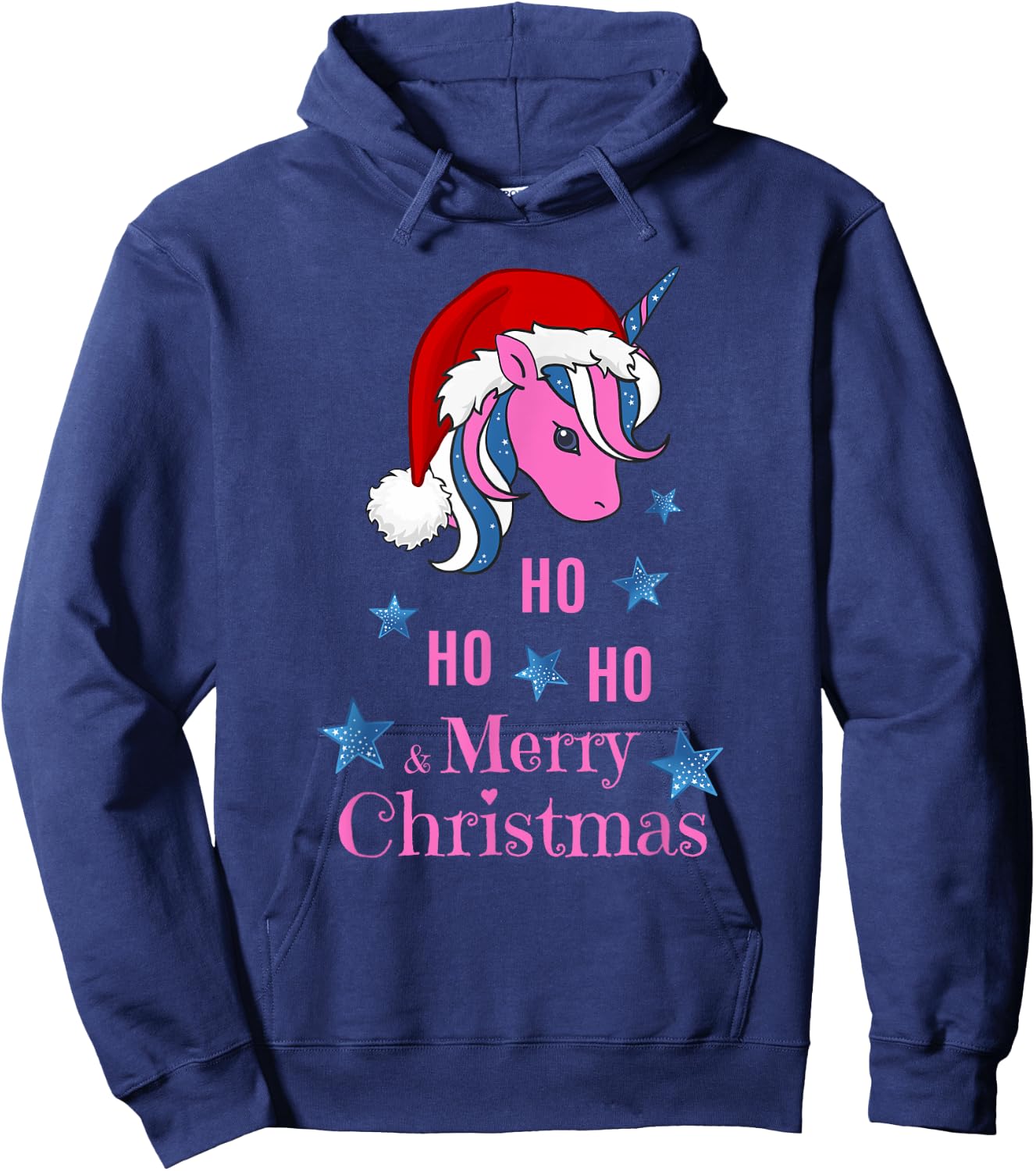 Pink Unicorn Santa Merry Christmas Hoodie - Hoodie | Navy