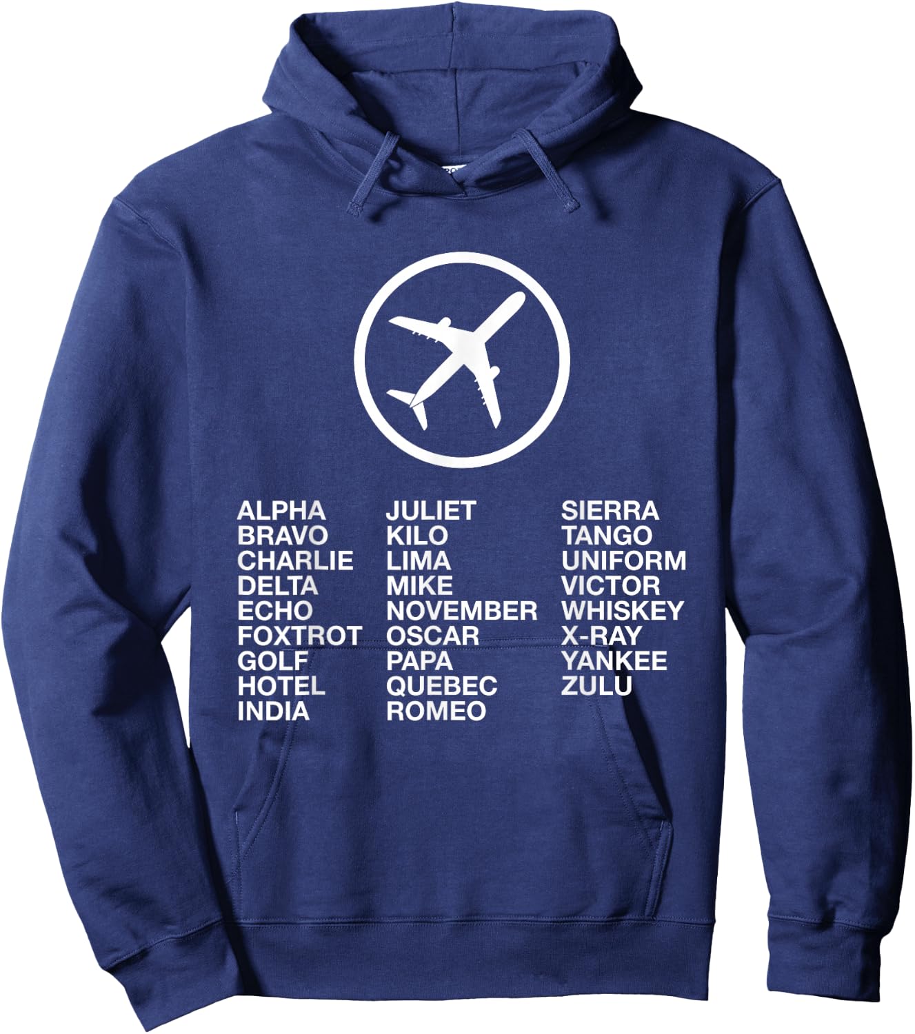 Phonetic Alphabet with Airplane Hoodie - Hoodie | Navy