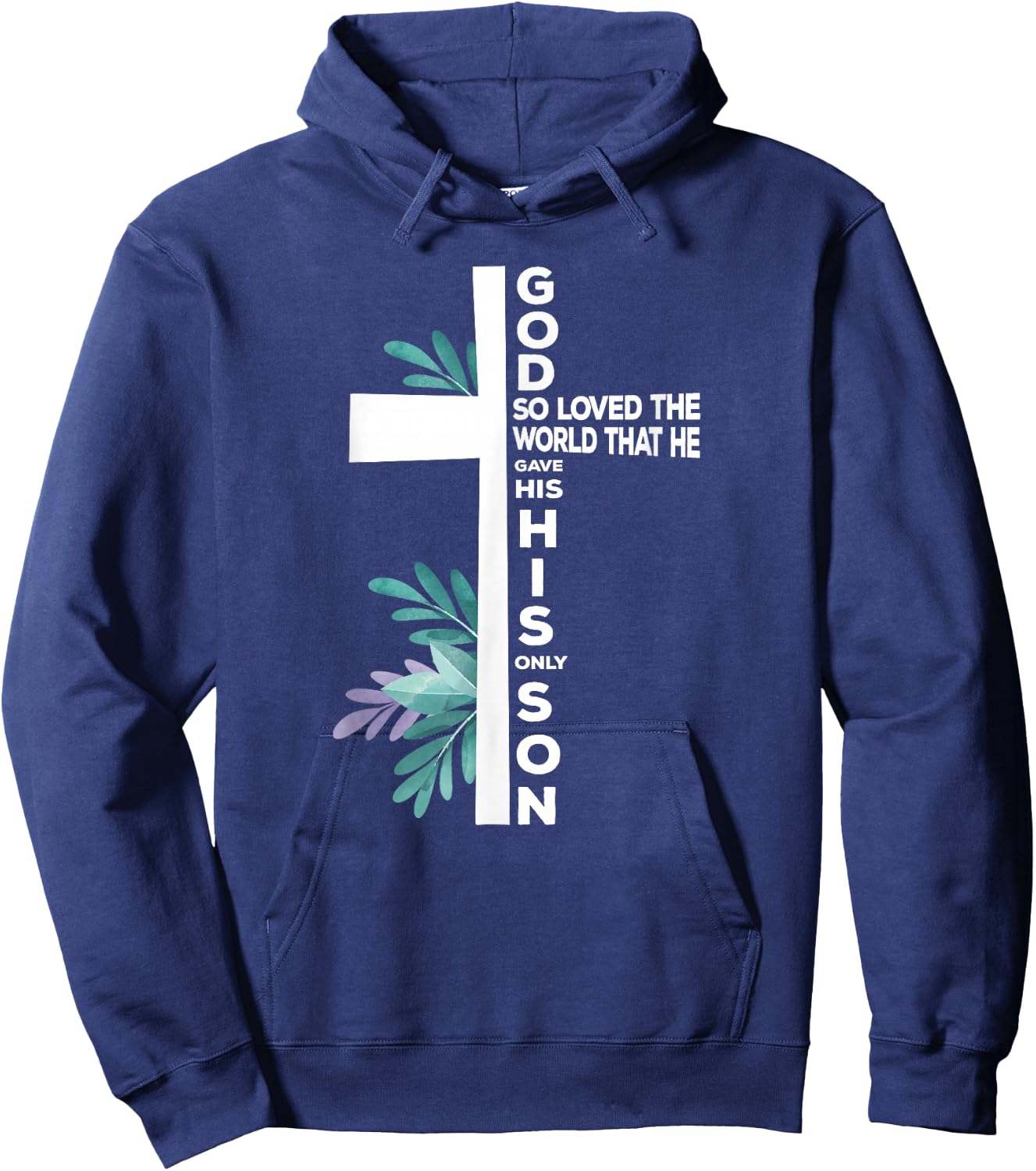 Christian Cross Bible Faith Quote John 3:16 Hoodie - Hoodie | Navy