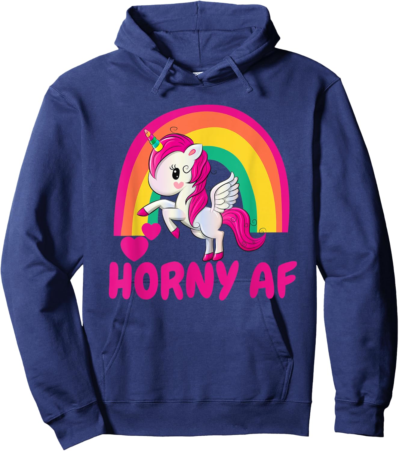 Horny AF Pink Unicorn Hoodie - Hoodie | Navy