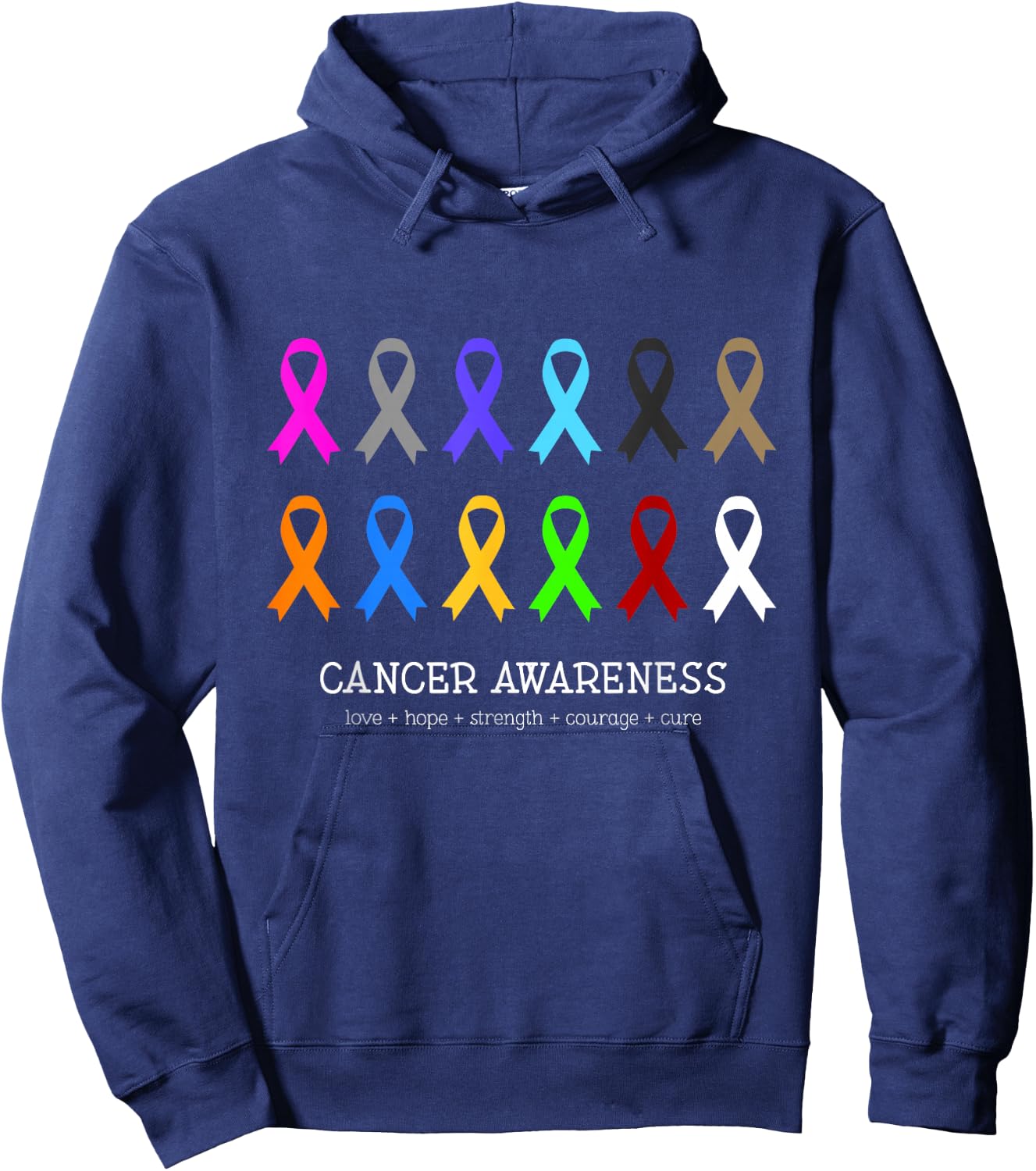 Cancer Awareness Clothing - Fight Cancer Ribbon Hoodie - Hoodie | Navy