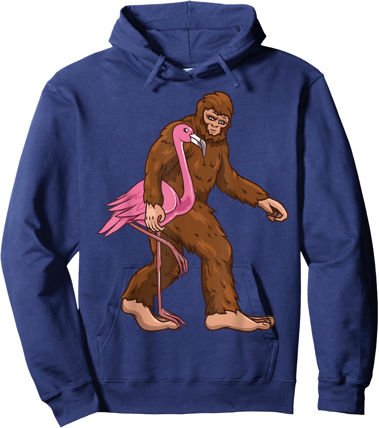 Bigfoot Flamingo Bird Sasquatch Men Women Funny Hoodie - Hoodie | Navy