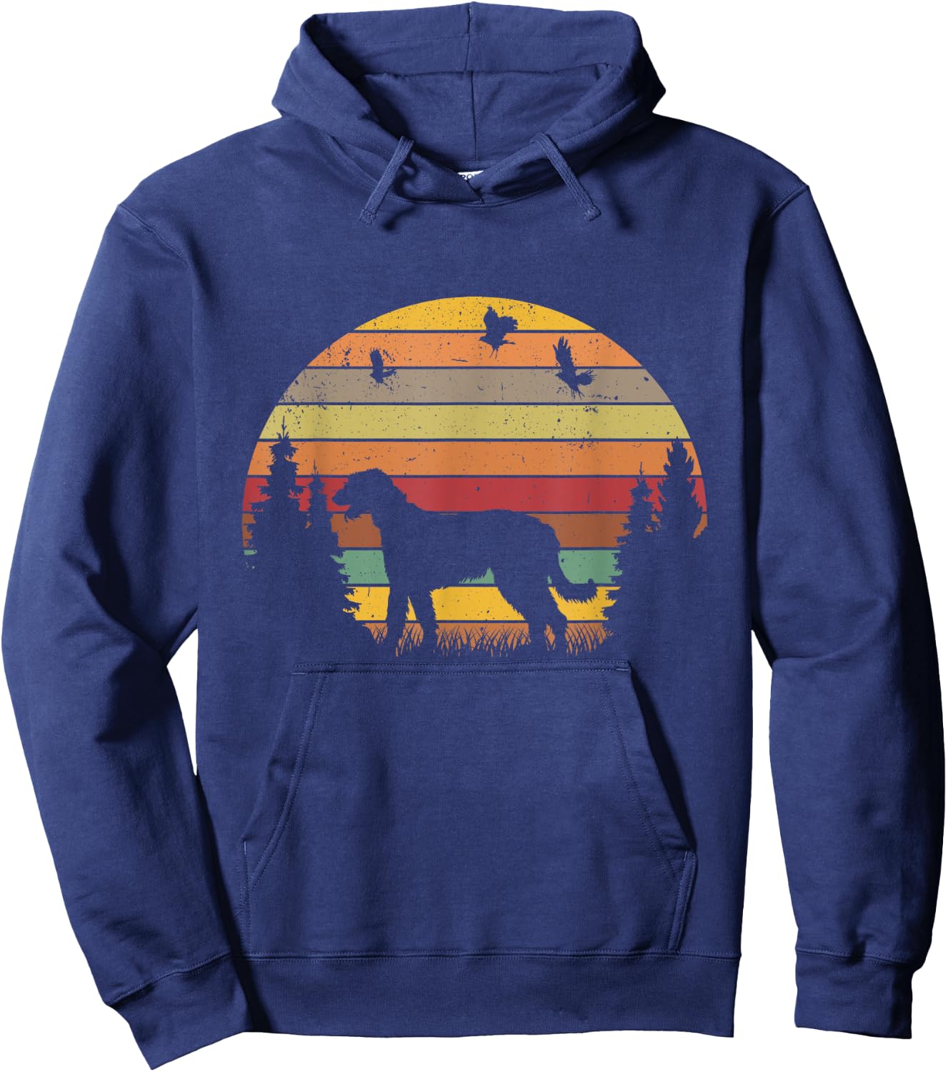 Irish Wolfhound Retro Vintage Hoodie - Hoodie | Navy