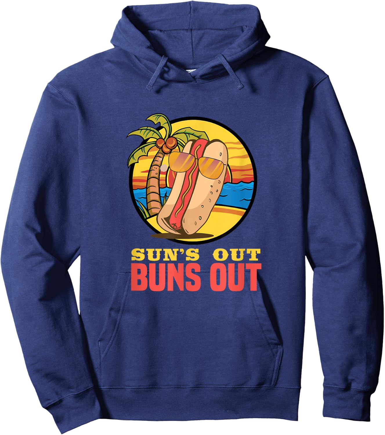 Sun's out buns out hot dog costume Hoodie - Hoodie | Navy
