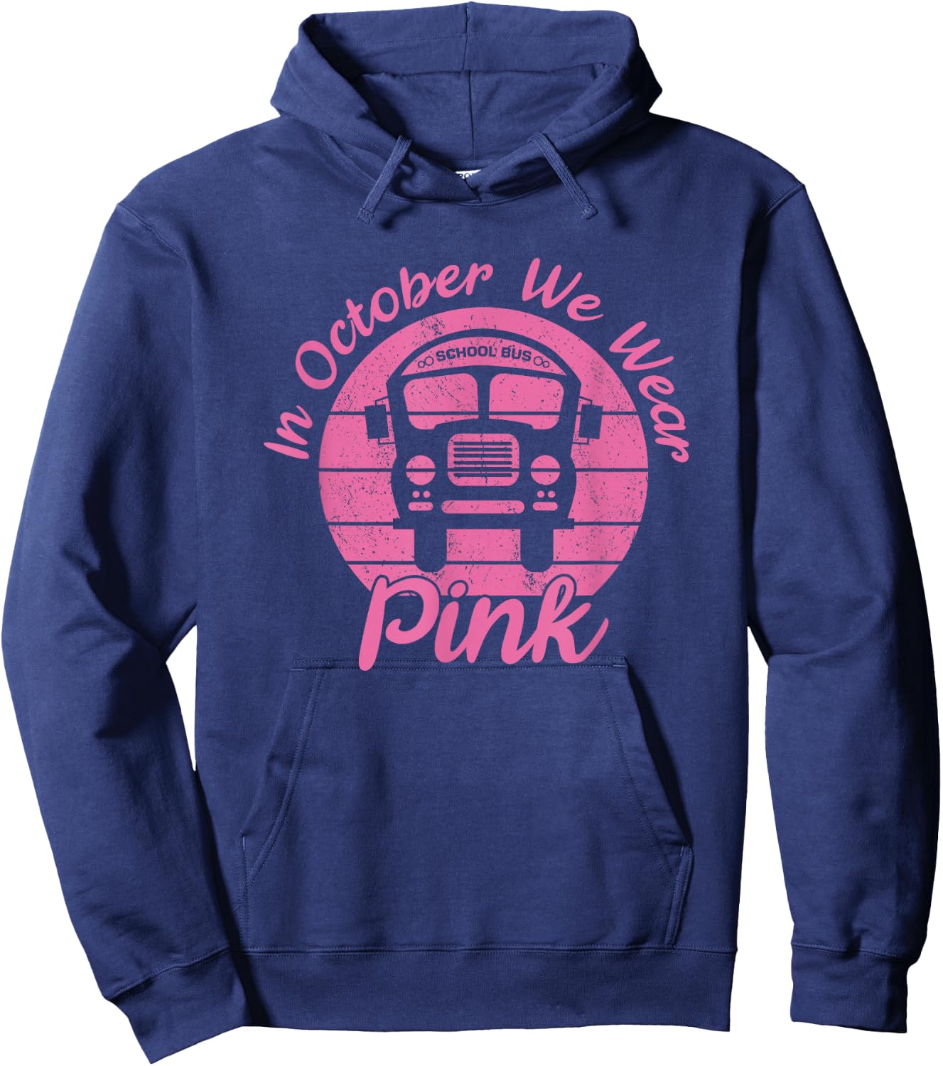 In October We Wear Pink School Bus Driver Hoodie - Hoodie | Navy