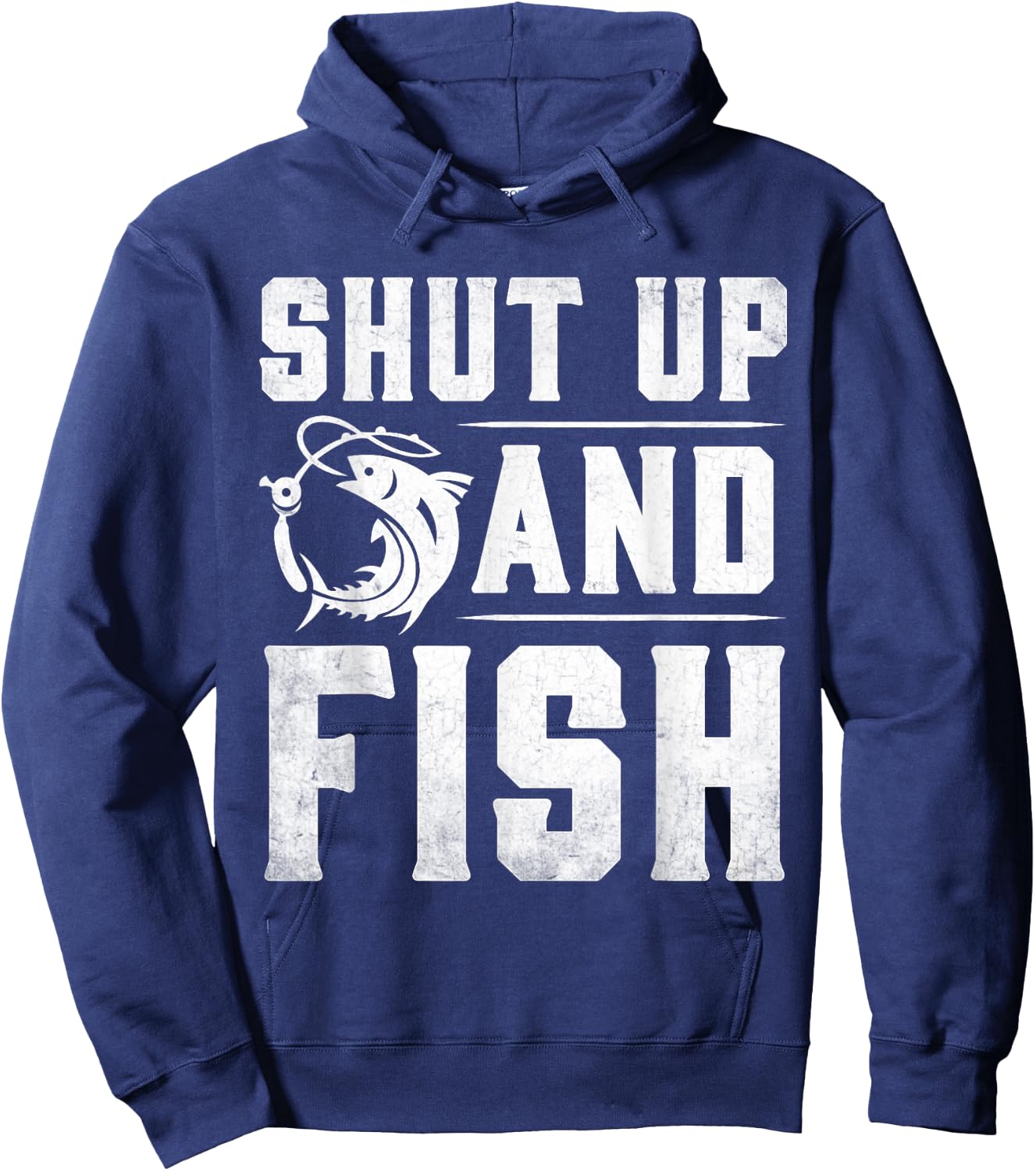 Shut Up And Fish Funny Bass Fishing Fisherman Hoodie - Hoodie | Navy