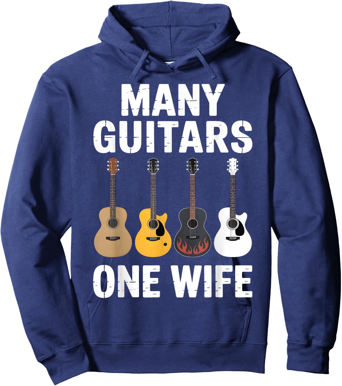 Many Guitars One Wife Funny Guitar Husband Hoodie - Hoodie | Navy