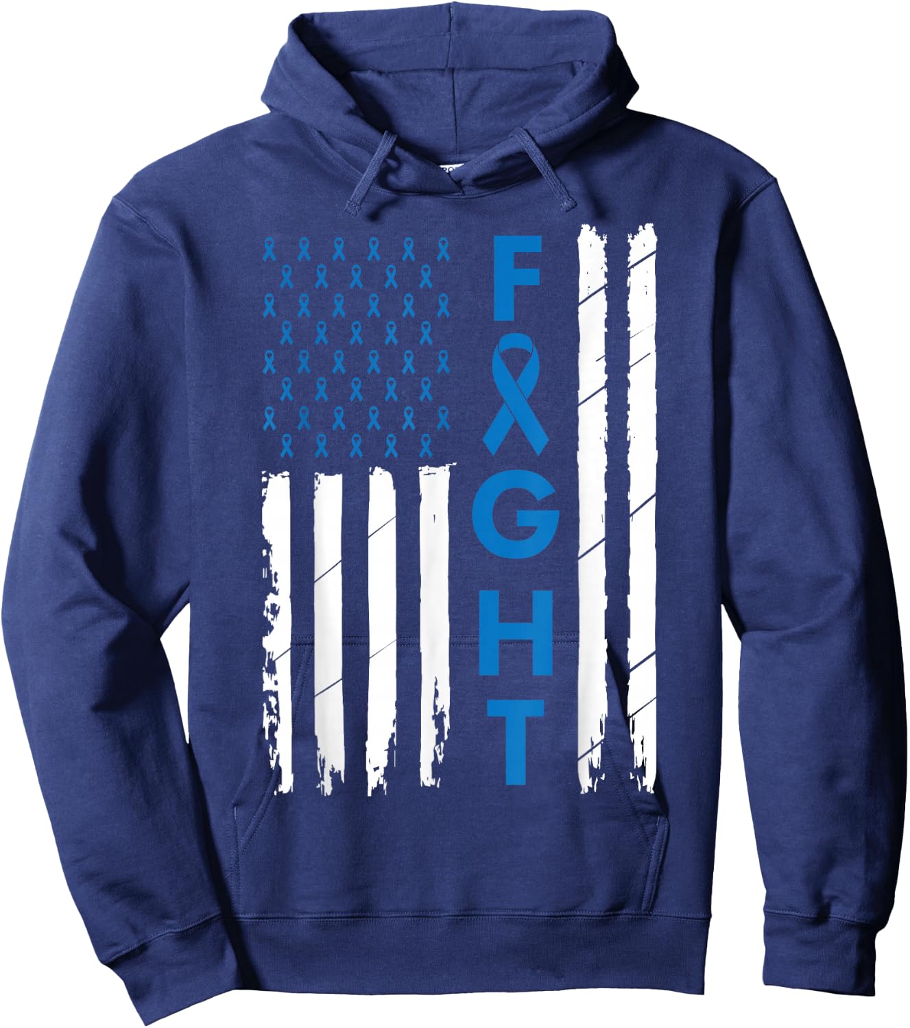Colorectal Cancer Colon Cancer Blue Ribbon Hoodie - Hoodie | Navy