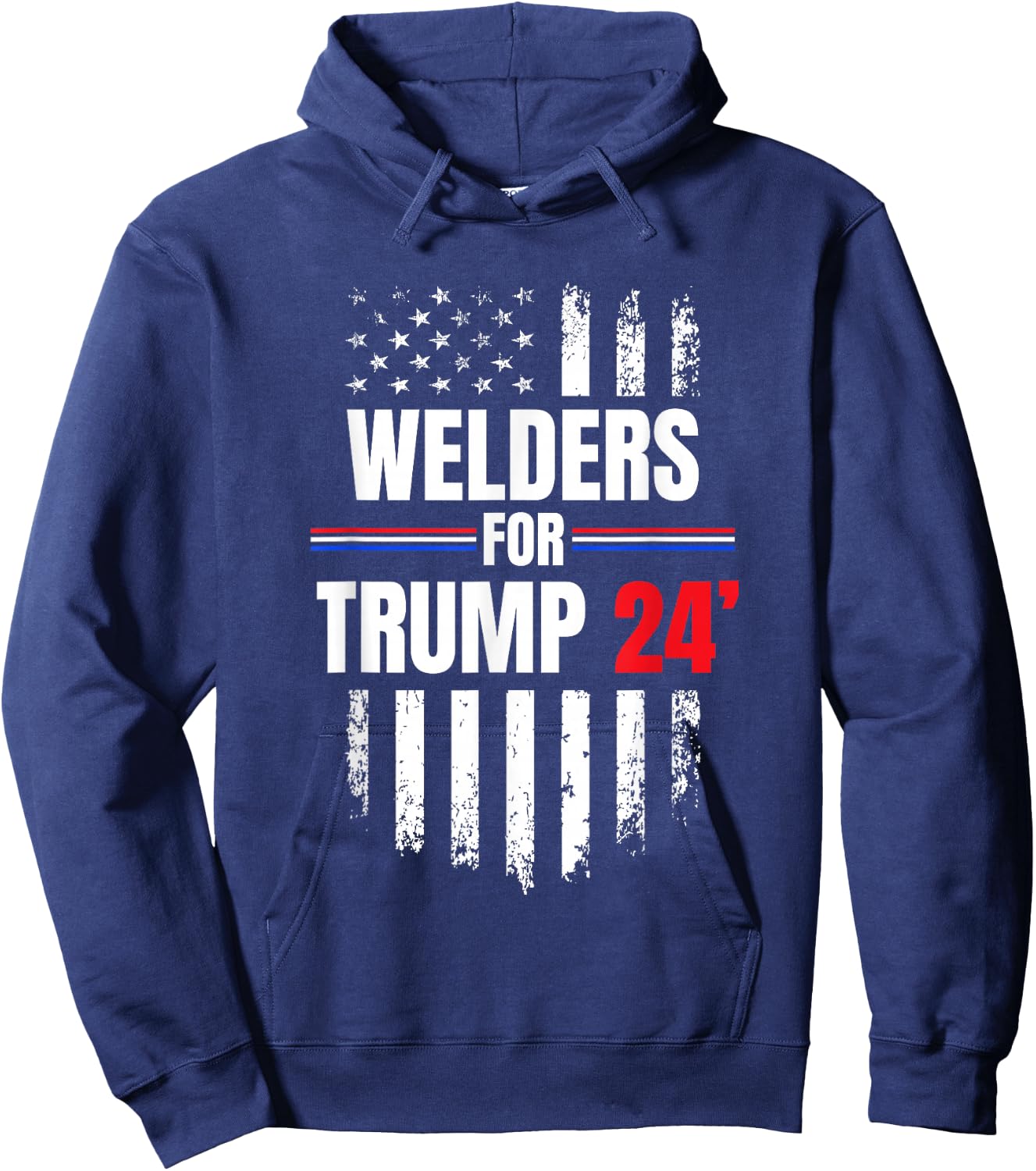 Welders For Trump 2024 American Flag Hoodie - Hoodie | Navy