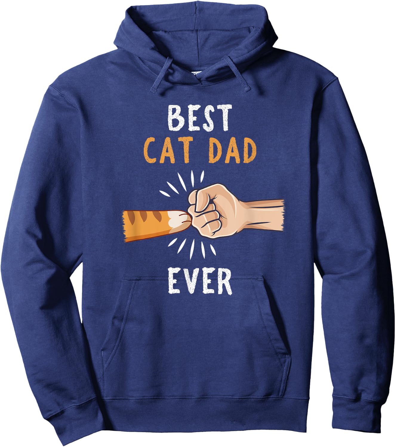 Best Cat Dad Ever Paw Fist Bump Hoodie - Hoodie | Navy