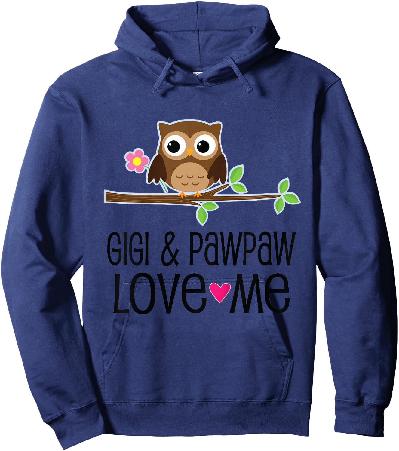 Kids Gigi and Pawpaw Love Me Grandchild Owl Hoodie - Hoodie | Navy