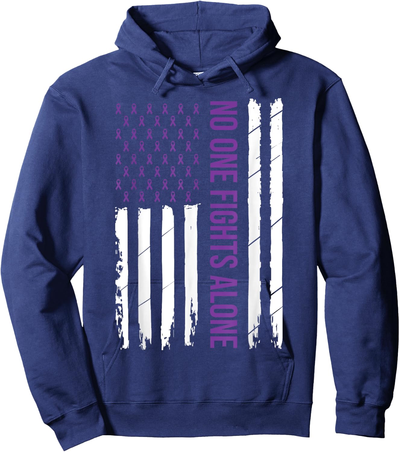 Cystic Fibrosis Awareness Purple Ribbon Hoodie - Hoodie | Navy