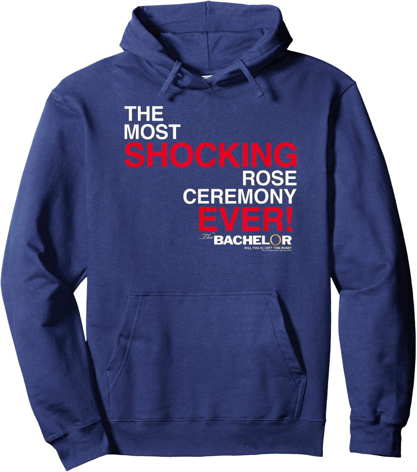Warner Bros. The Bachelor Ceremony Adult - Black - Small - Short Sleeve - - Modern - Letter Print - Dating - Game - Classic Fit - 100% Cotton Blend - Machine Wash Hoodie - Hoodie | Navy