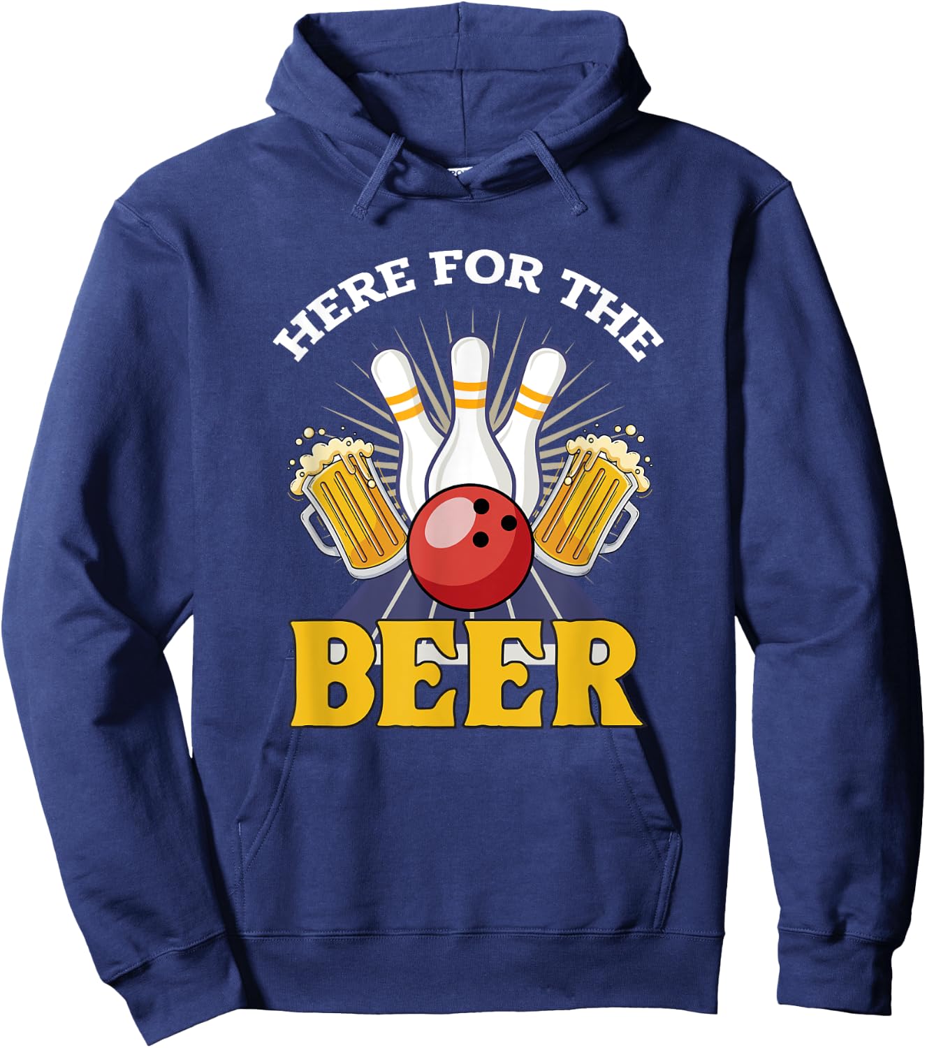 Here For The Beer Drinking Bowling Hoodie - Hoodie | Navy