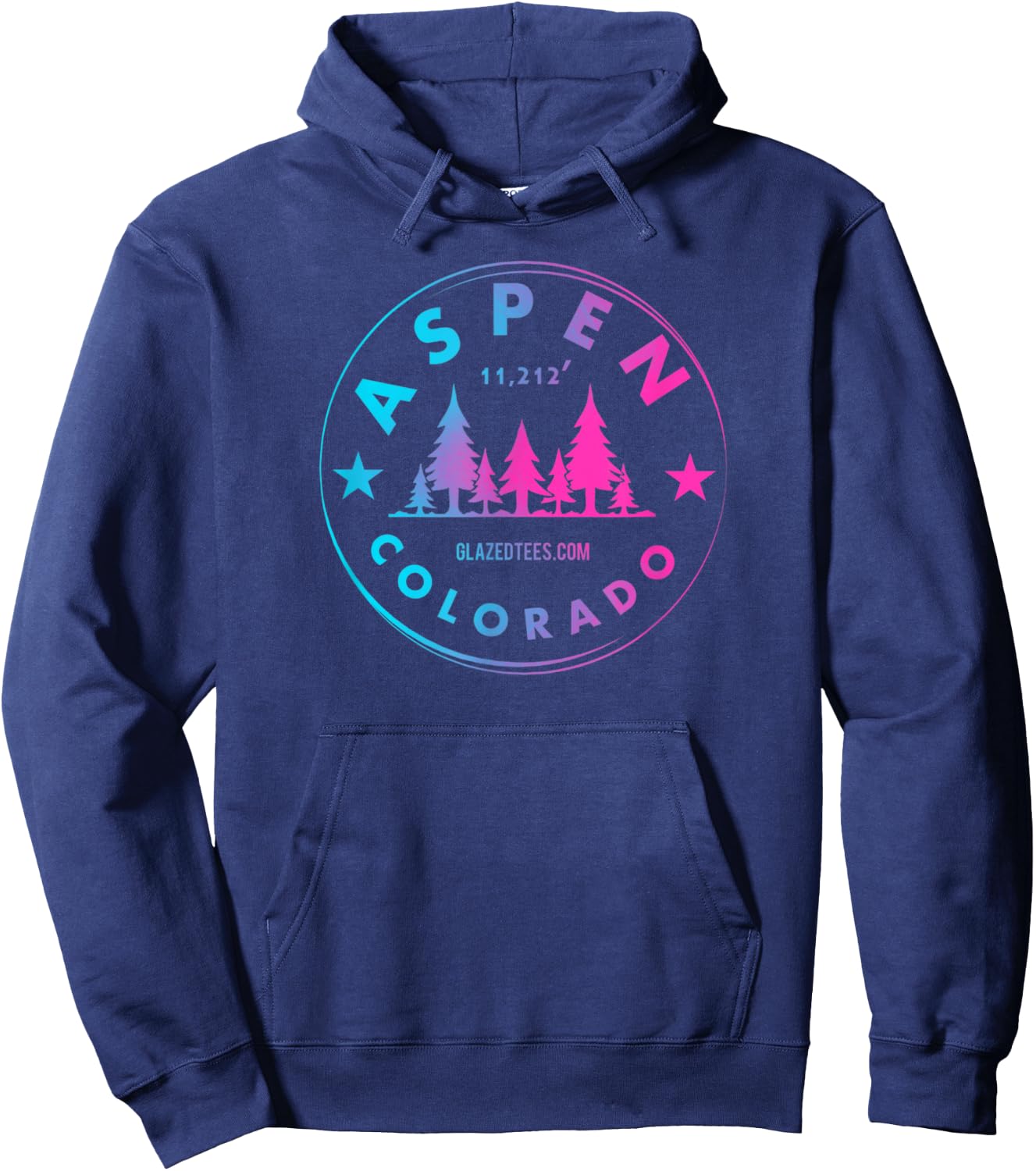 Aspen Colorado - Retro Big Mountain Forest Hoodie - Hoodie | Navy