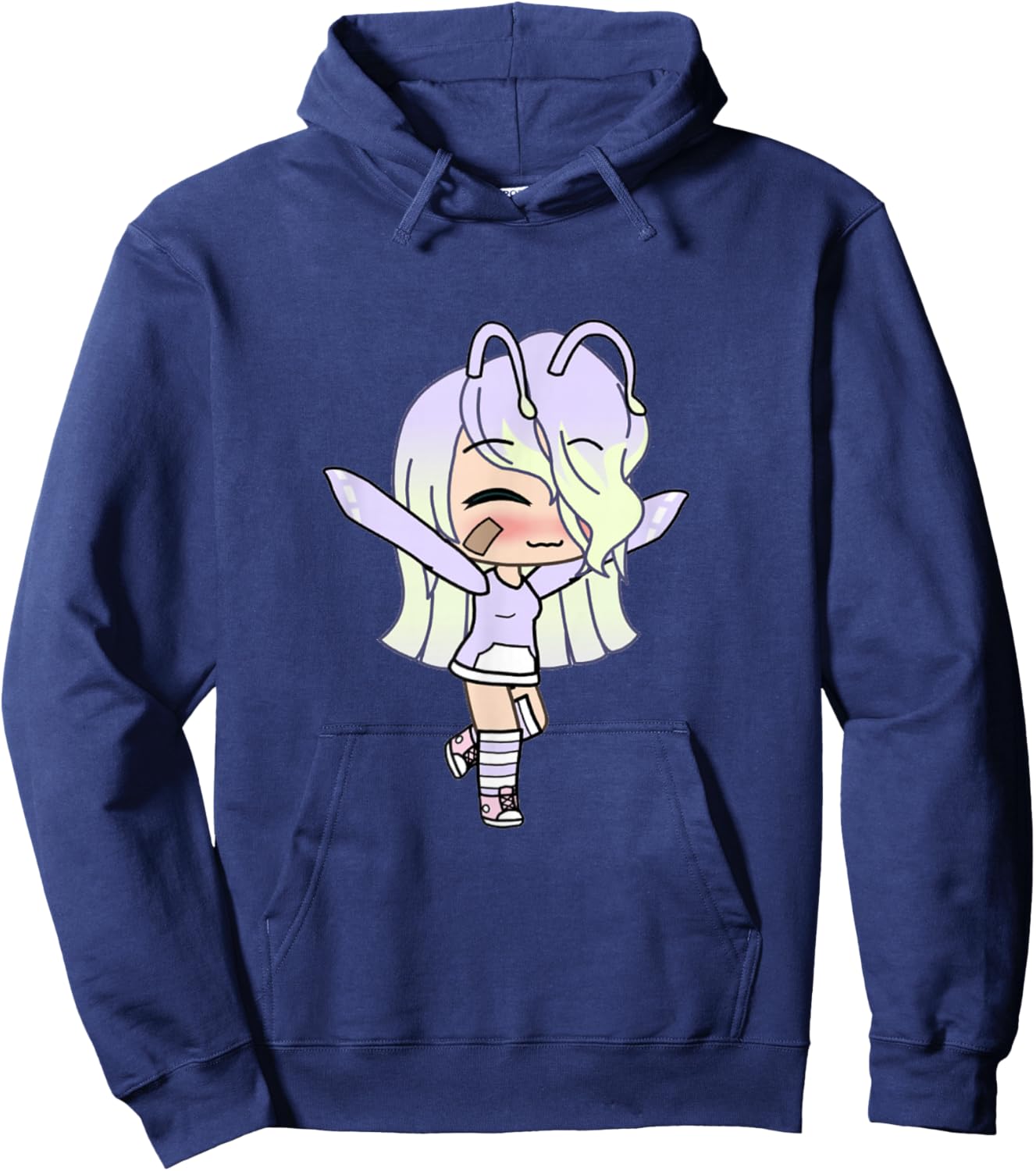 Love Gacha Figure Cute Girl in Purple Hoodie - Hoodie | Navy