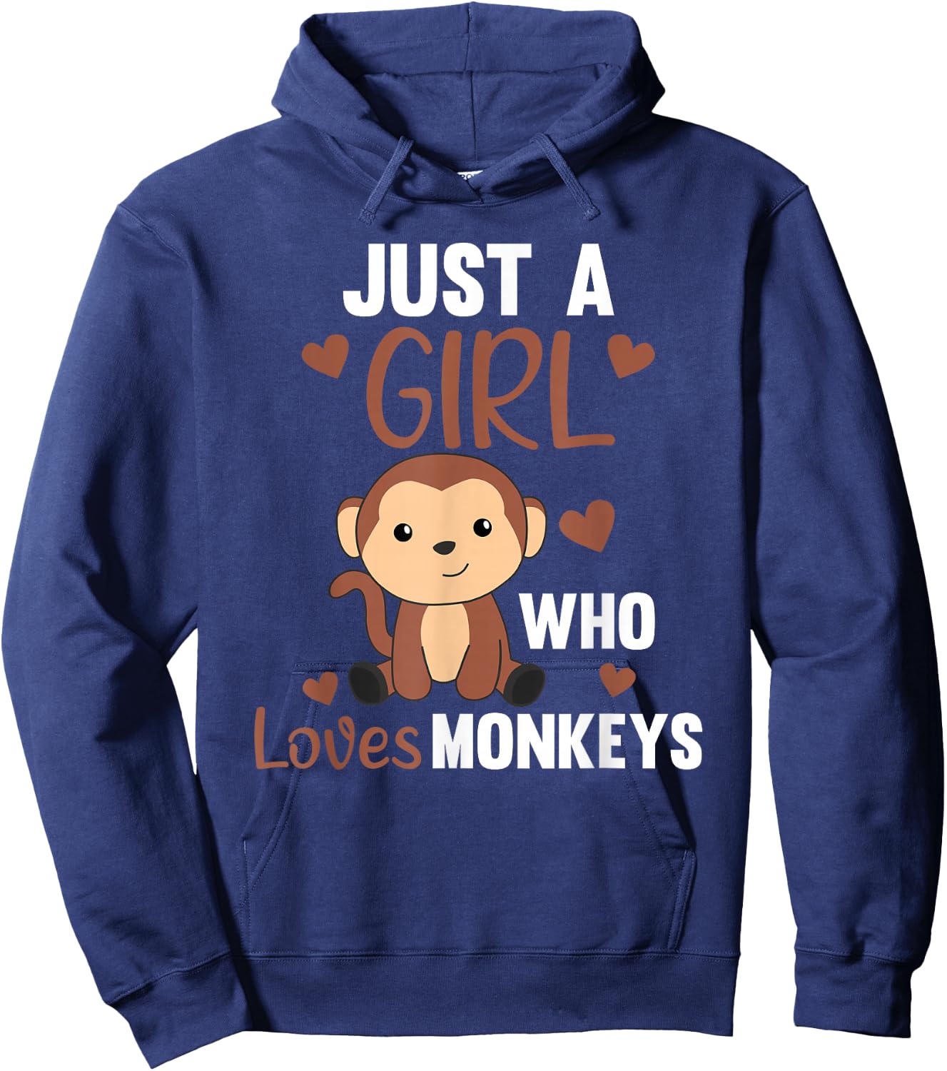 Just A Girl who Loves Monkeys - Sweet Monkey Hoodie - Hoodie | Navy