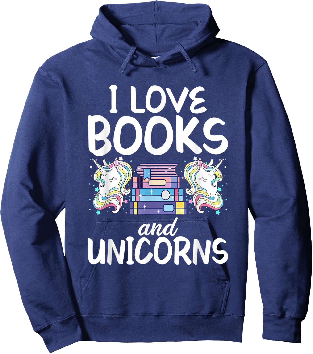 I like Books and Unicorns Reading Girl Hoodie - Hoodie | Navy