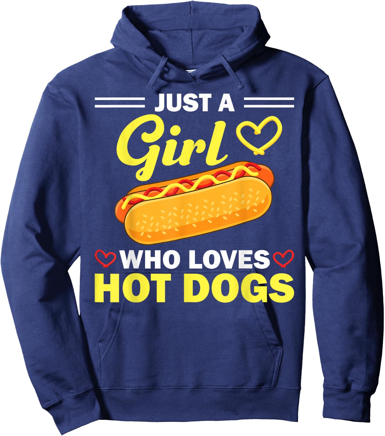 Funny Hot Dog Design Girls Hot Dog Lovers Hoodie - Hoodie | Navy