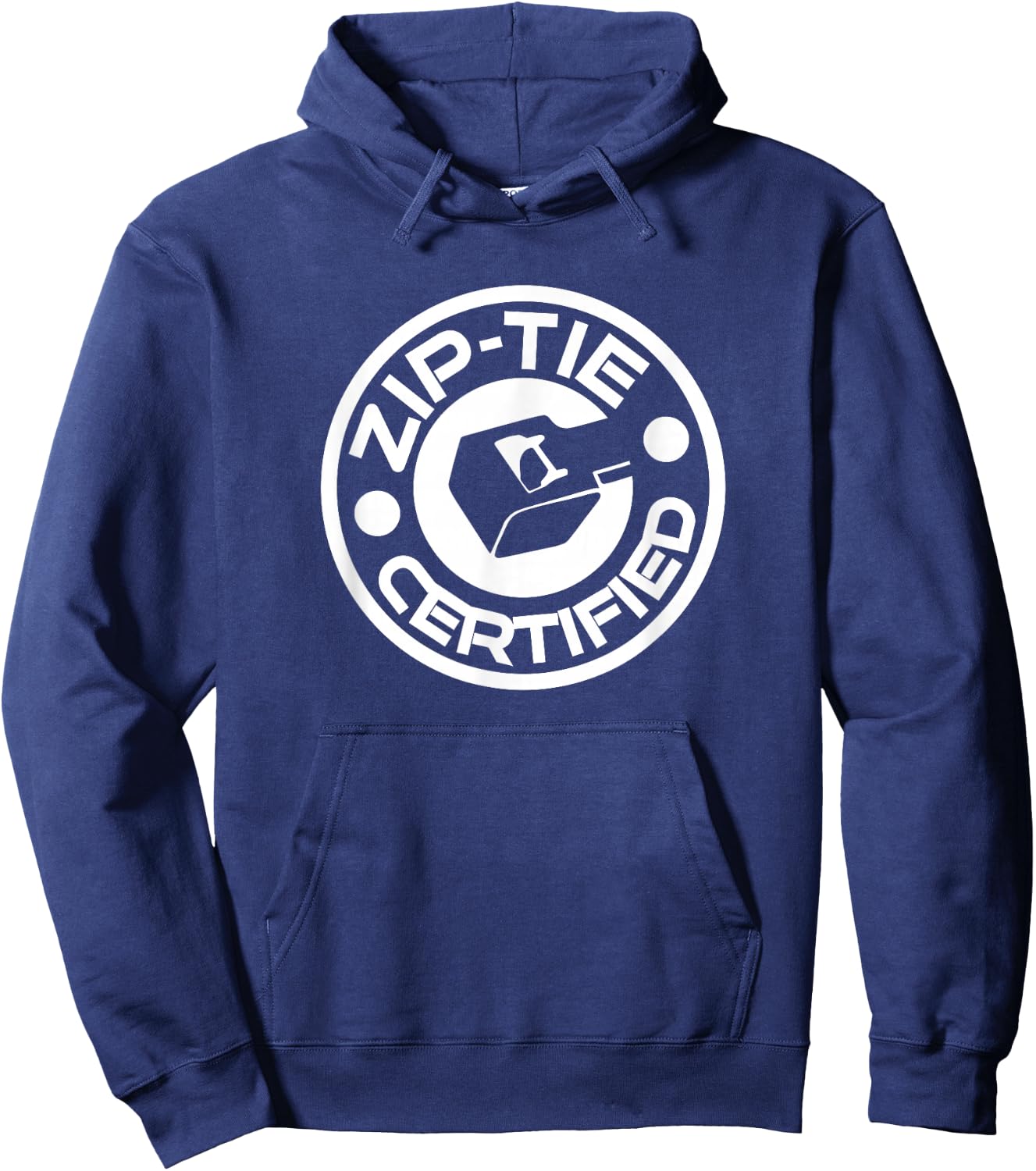 Funny Mechanic Novelty Merch Zip Tie Certified ZipTie Technician Fix It Man Jimmy Rigging Black Cotton 90% Polyester 10% Men's Small Classic Fit Round Collar Short Sleeve Hoodie - Hoodie | Navy