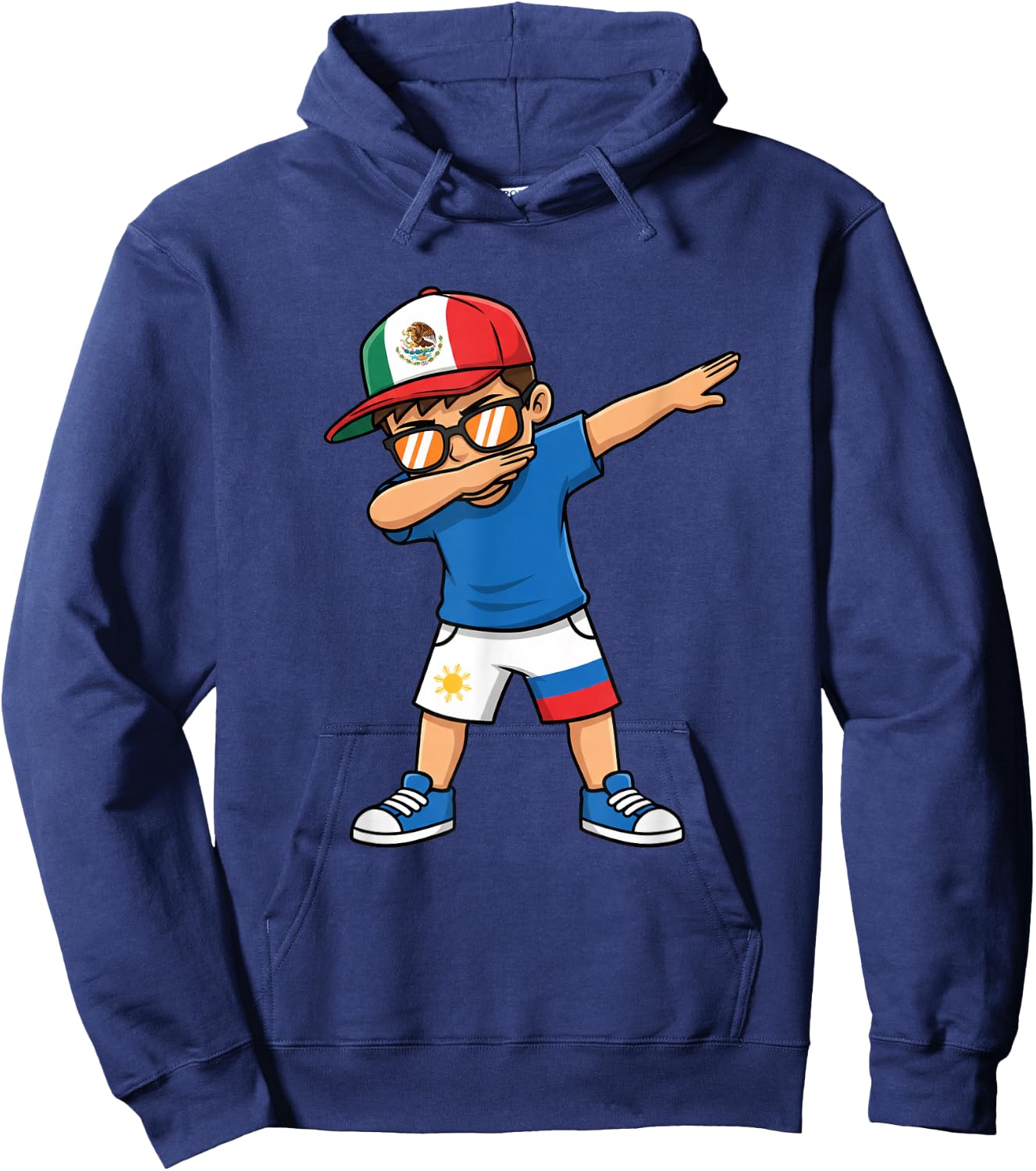 Mexican Filipino Kid Dabbing Boy with Hat Hoodie - Hoodie | Navy