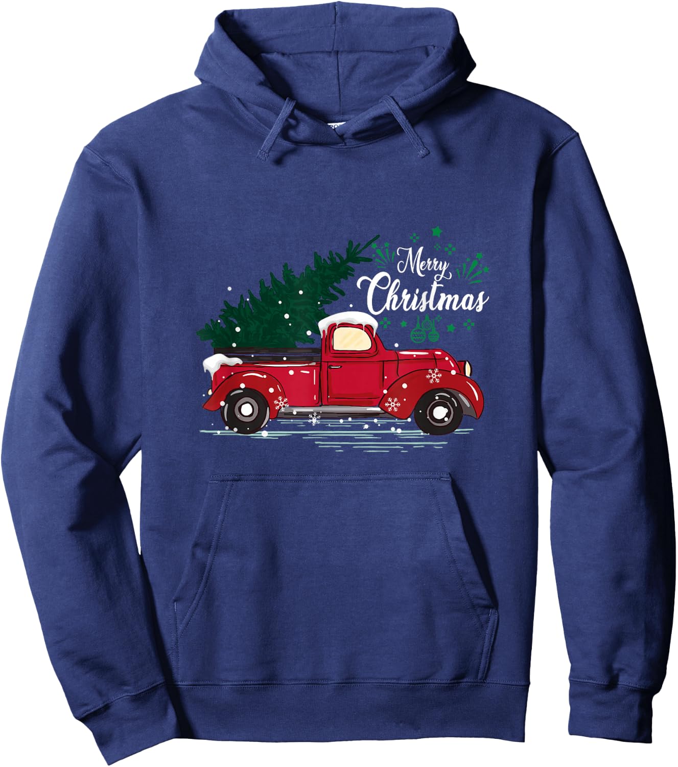 Vintage Red Truck Christmas Tree Hoodie - Hoodie | Navy