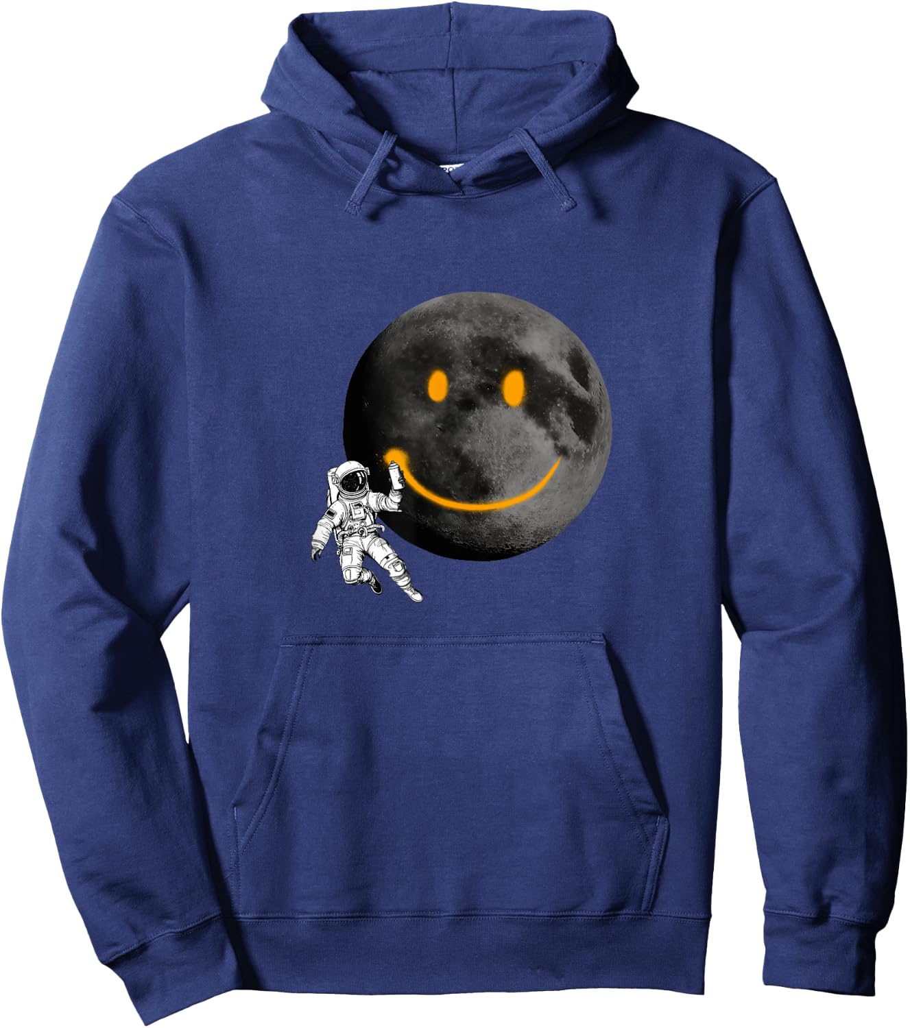 Astronaut Painting a face on The Moon Hoodie - Hoodie | Navy
