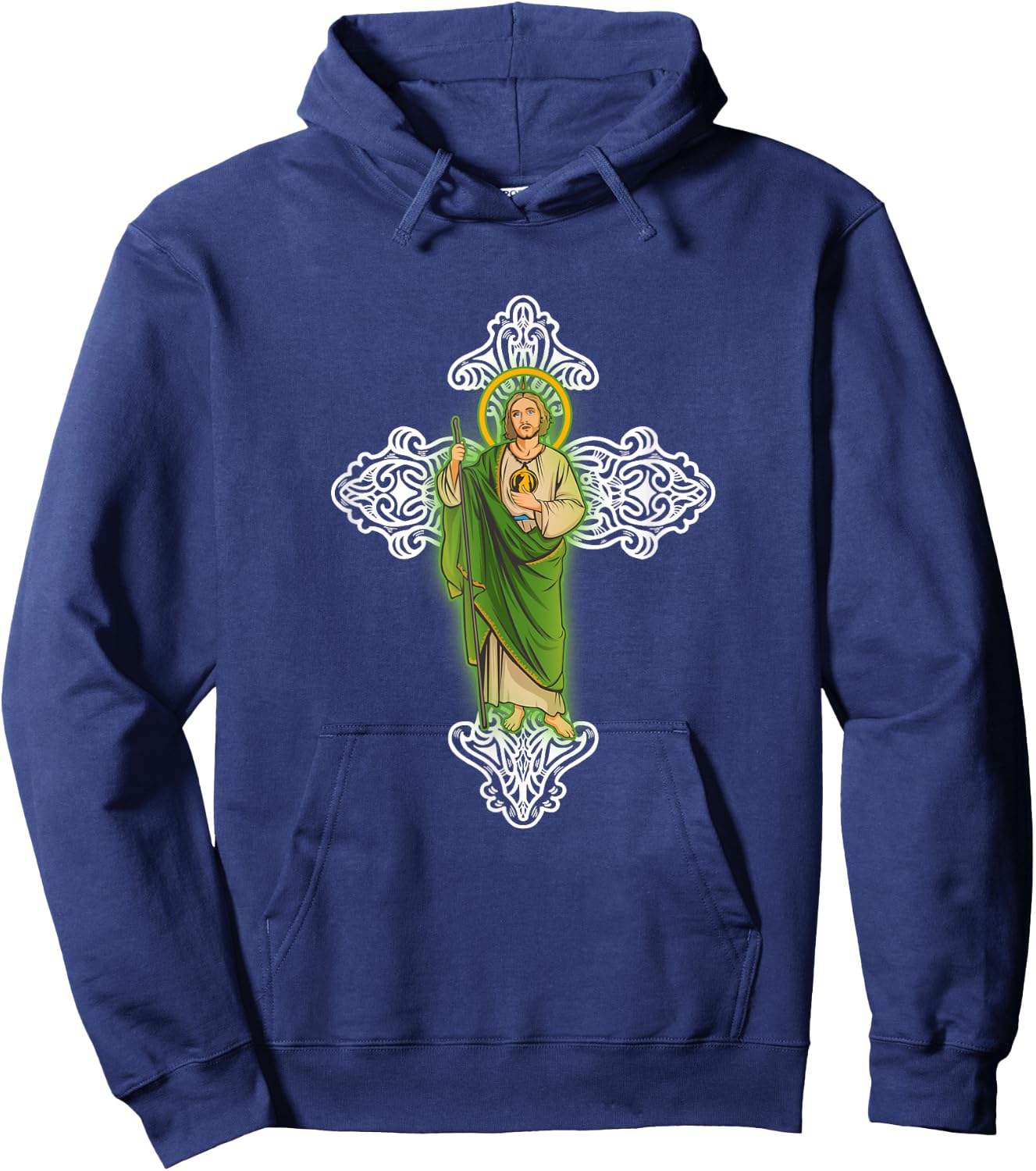 Judas Tadeo con Cruz Santa. Hoodie - Hoodie | Navy