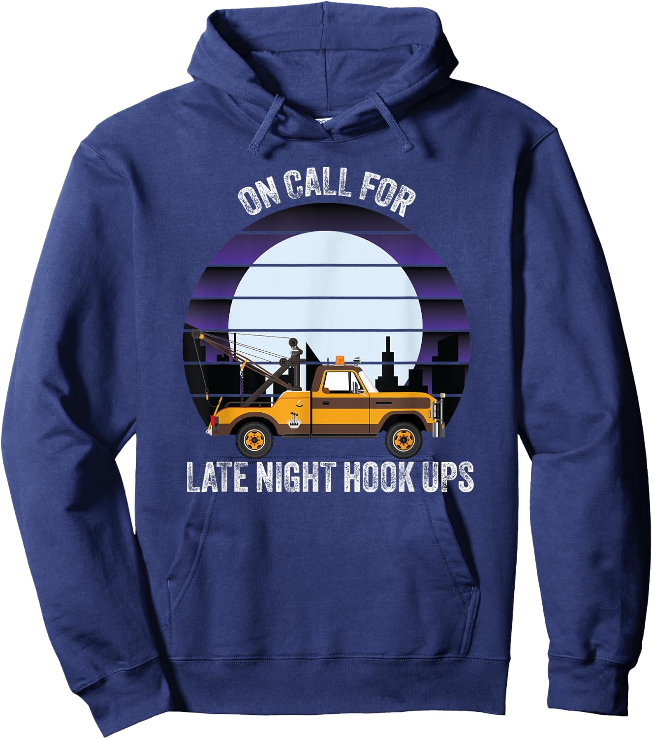Funny tow truck driver old man tow operator Hoodie - Hoodie | Navy