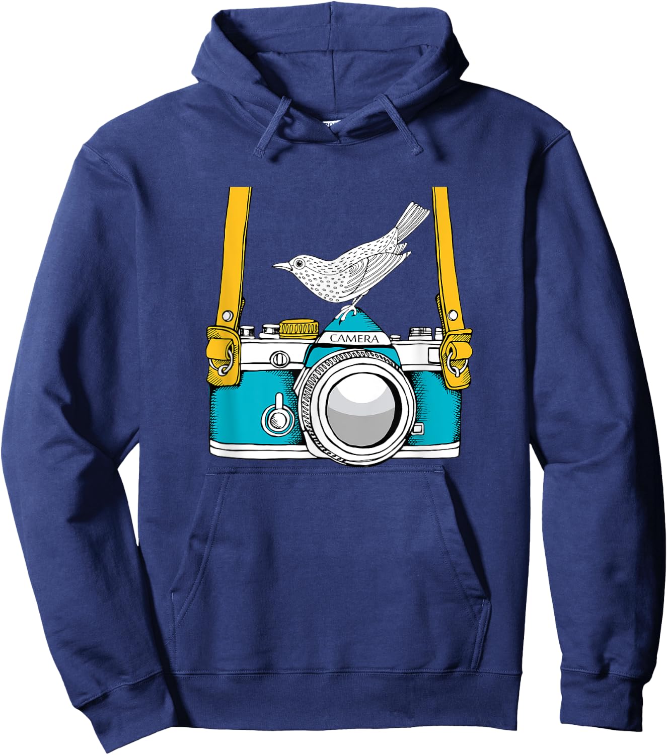 Bird on a Vintage Camera a Bird Photographer Hoodie - Hoodie | Navy