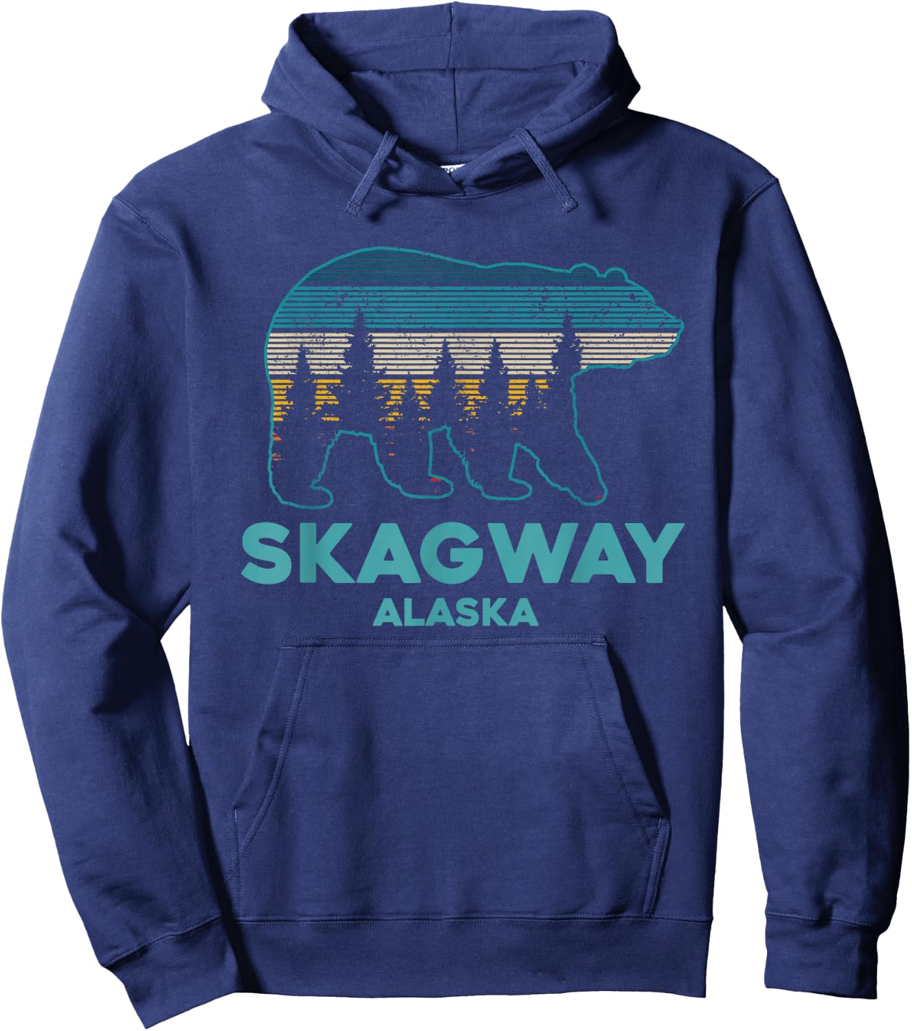 Skagway Alaska Grizzly Bear Souvenir Hoodie - Hoodie | Navy