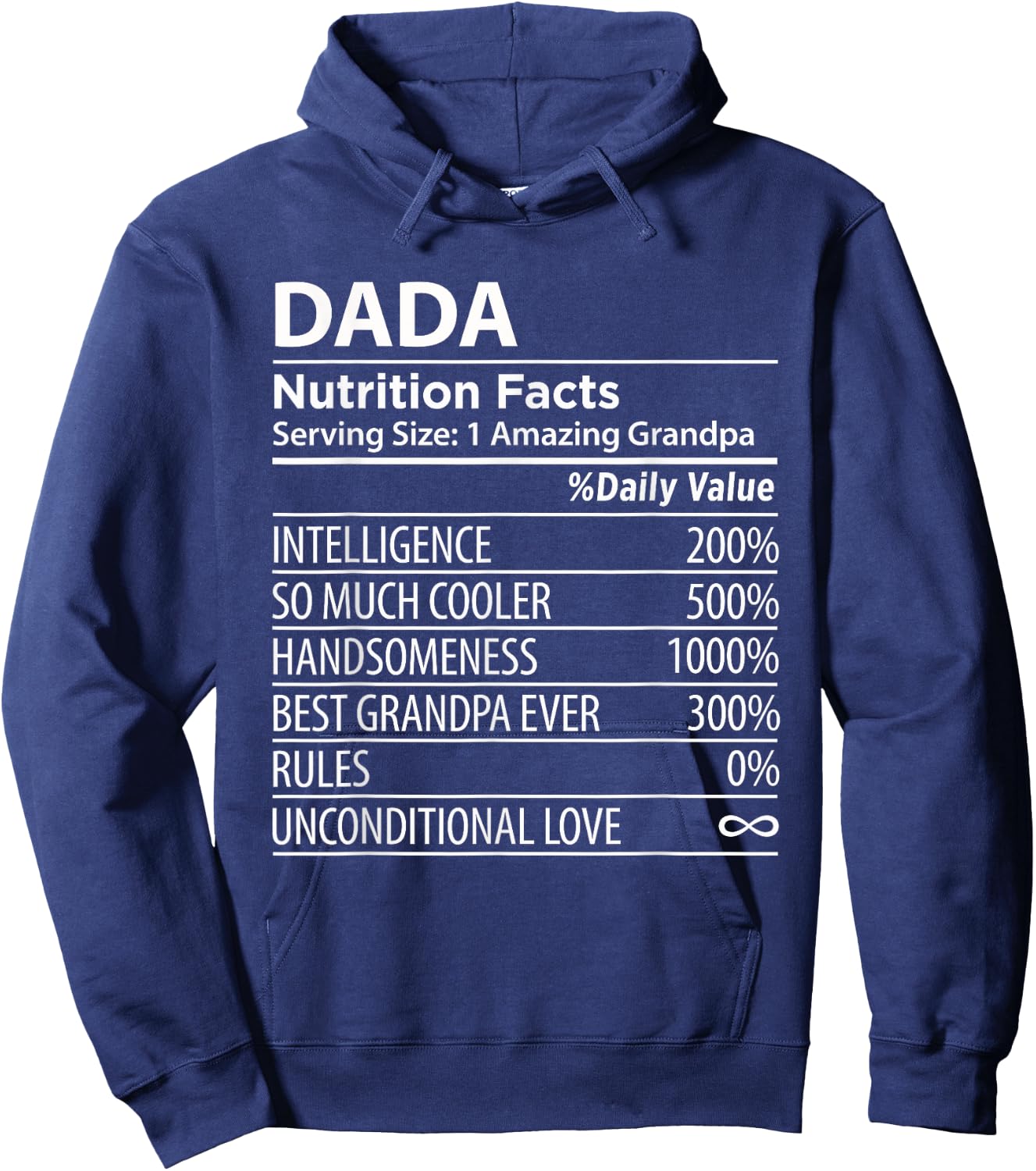 Dada Nutrition Facts | Funny Indian Grandpa Hoodie - Hoodie | Navy