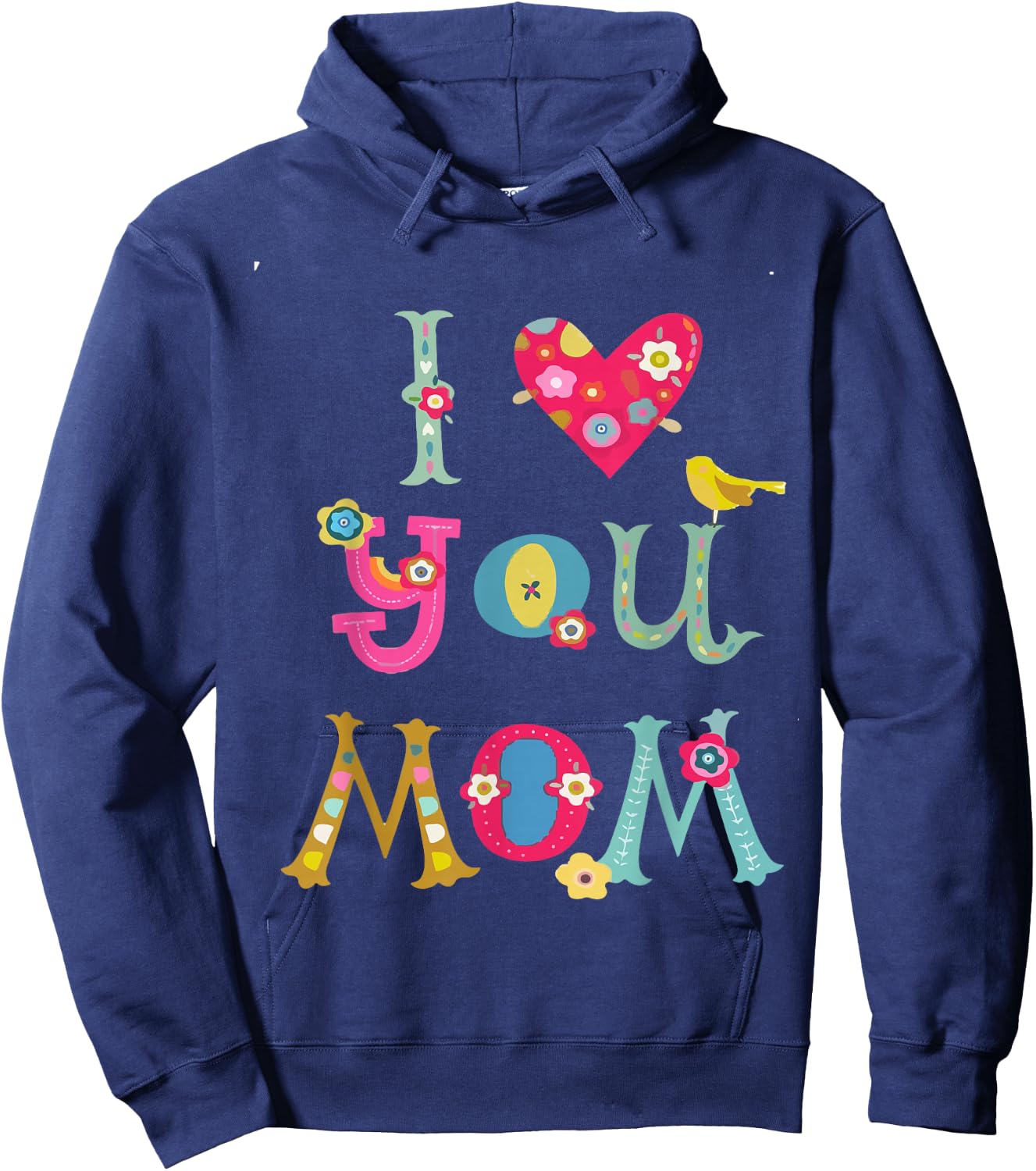 I LOVE YOU MOM Cute Mom Mothers Day Hoodie - Hoodie | Navy