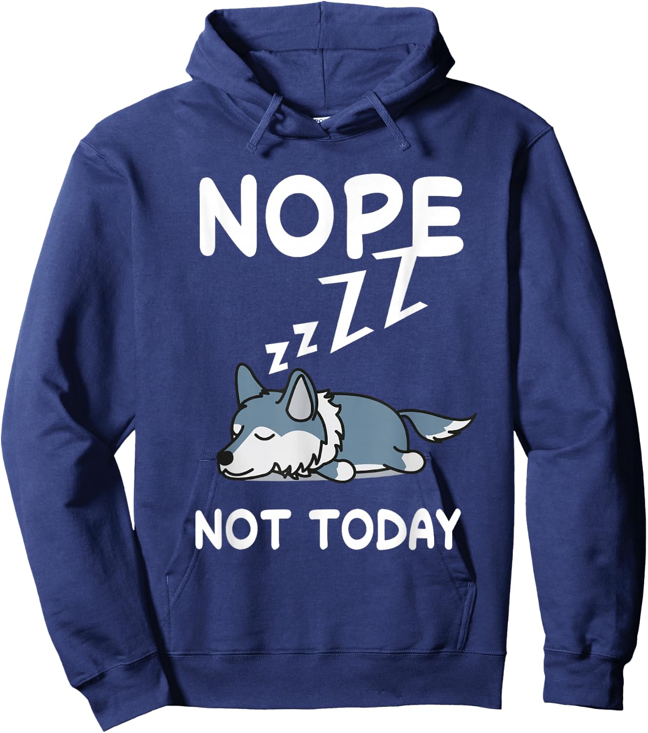 Nope Wolf Nap Sleeping Pajama Nightgown Hoodie - Hoodie | Navy