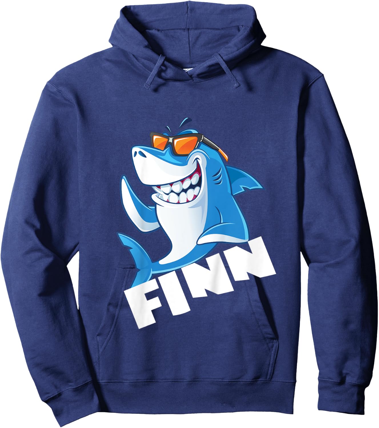 Kids Shark name finn gift boys Hoodie - Hoodie | Navy