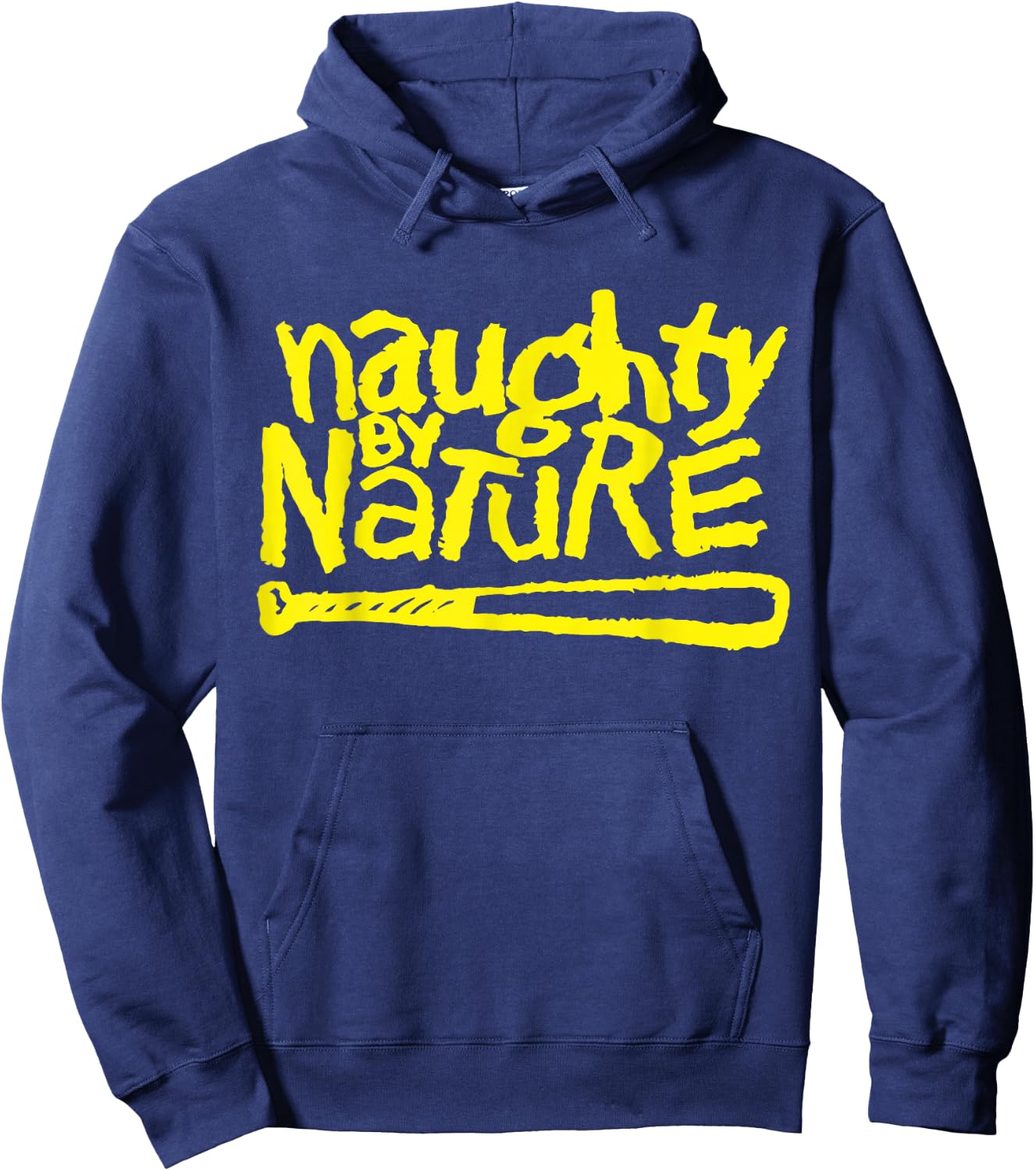 Naughty By Nature – Yellow Logo Black Hoodie - Hoodie | Navy