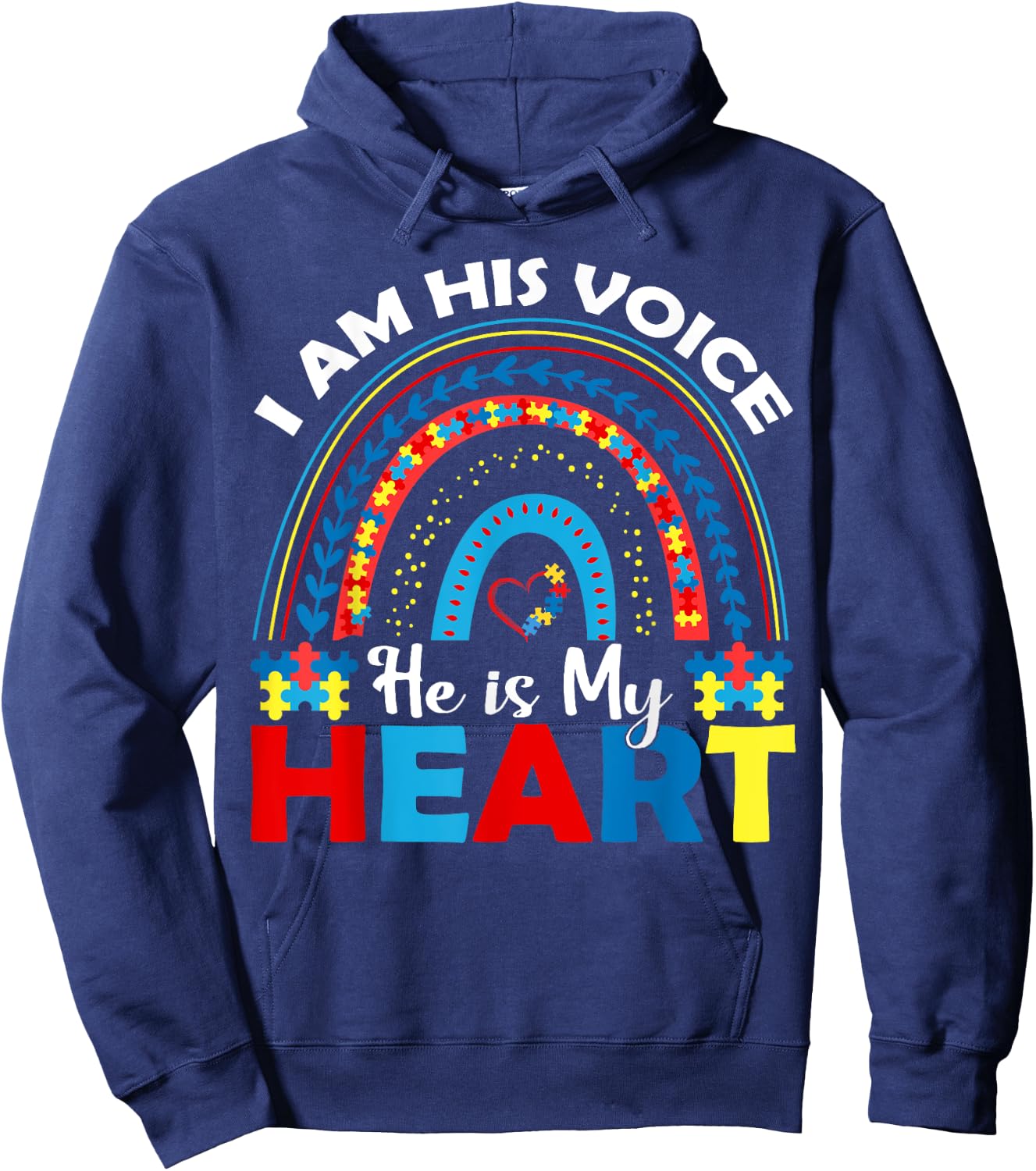 I Am His Voice He Is My Heart Hoodie - Hoodie | Navy