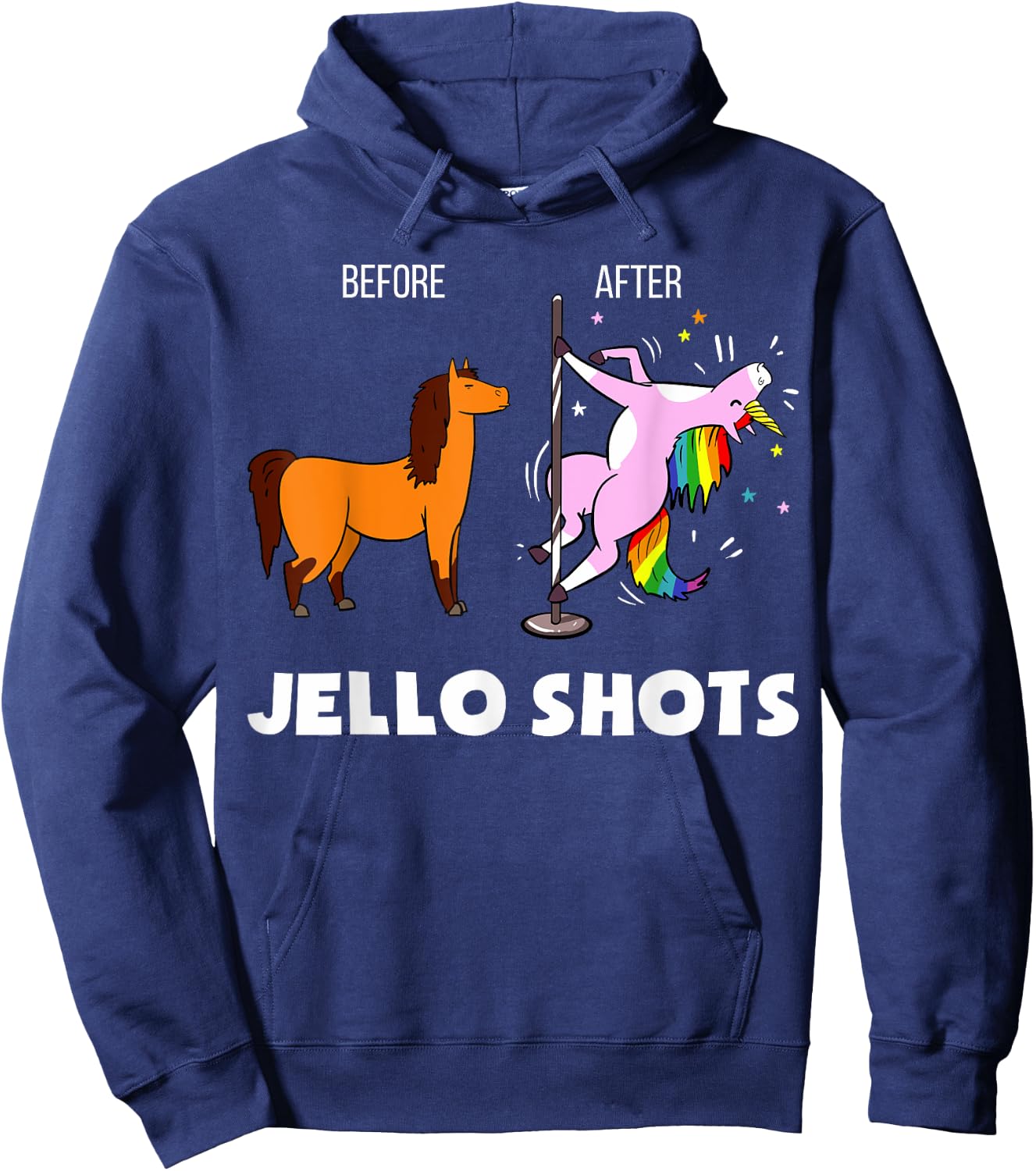 Funny Unicorn Before After Jello Shots Hoodie - Hoodie | Navy