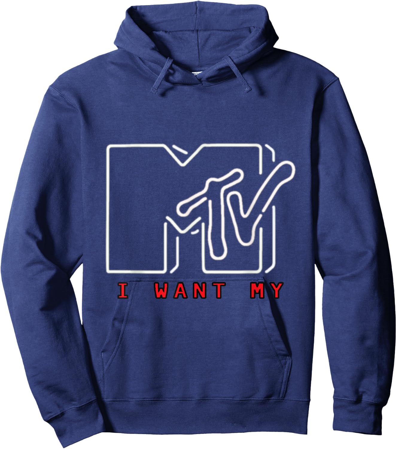 I Want My MTV Neon Hoodie - Hoodie | Navy