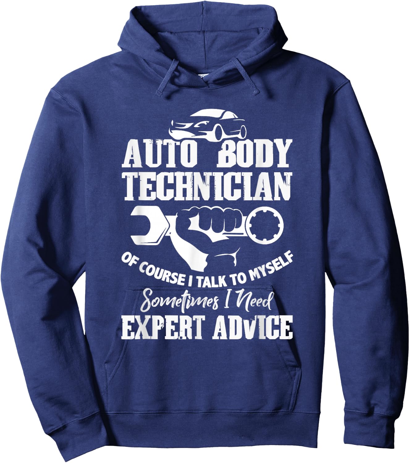 CharlIan Minds - Auto Body Technician - Men's Adult - Black - Short Sleeve - - Classic Fit - Humorous Graphic Design - 'Of Course I'm Talking to Myself' Quote Hoodie - Hoodie | Navy