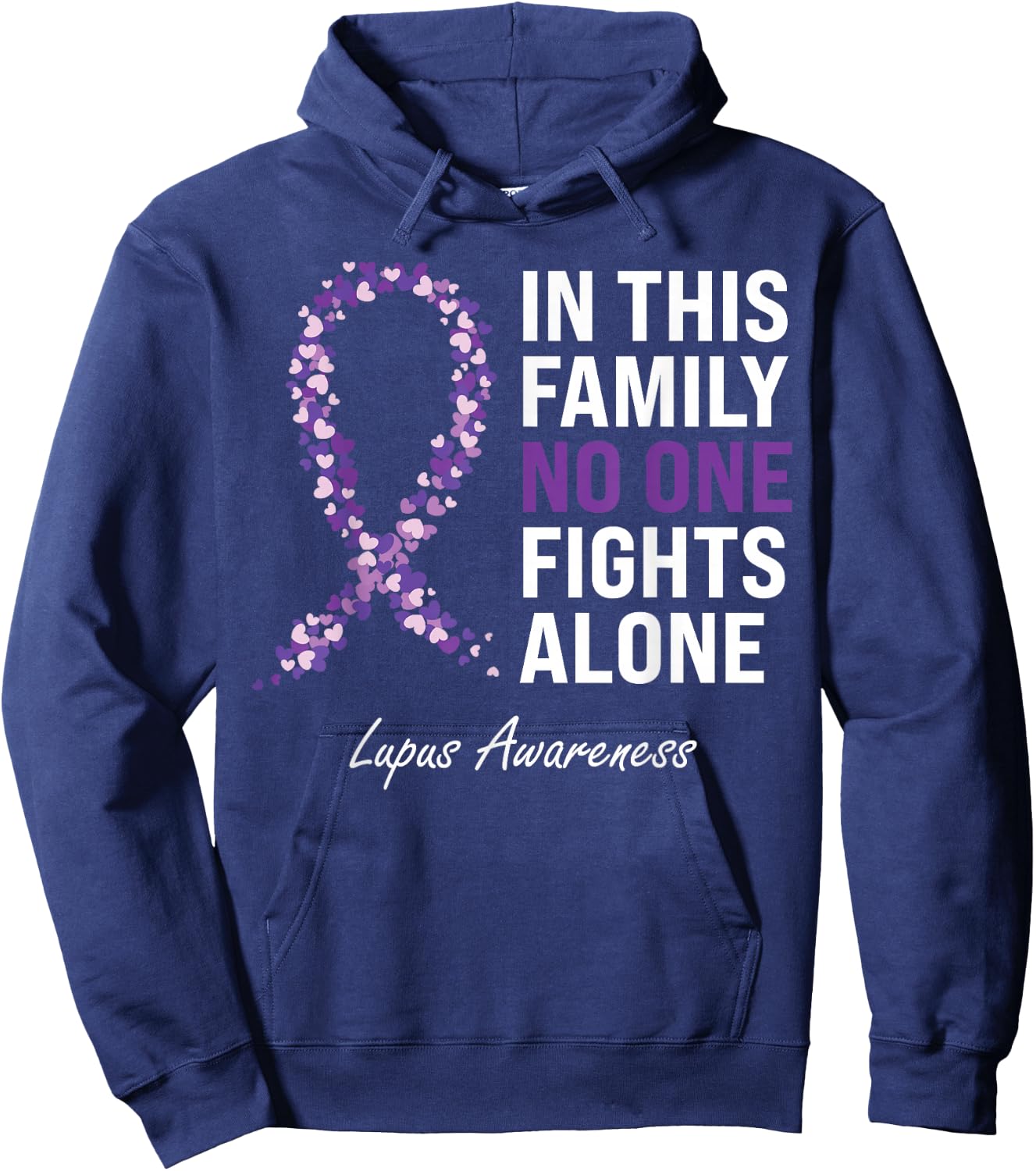 Lupus Awareness Purple Ribbon Hoodie - Hoodie | Navy